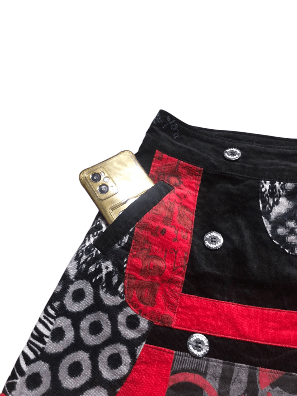 Designer × Japanese Brand Rare💥Desigual Corduroy Double Button Mini Skirt Size 29" - 5 Thumbnail