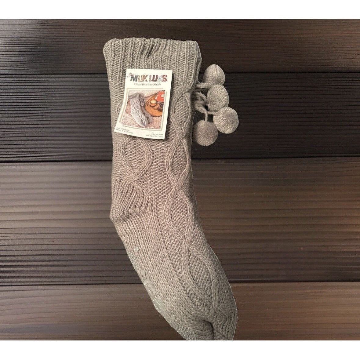 Other MUK LUKS Knit Slipper Socks Pom Pom S/M NWT Size ONE SIZE - 1 Thumbnail