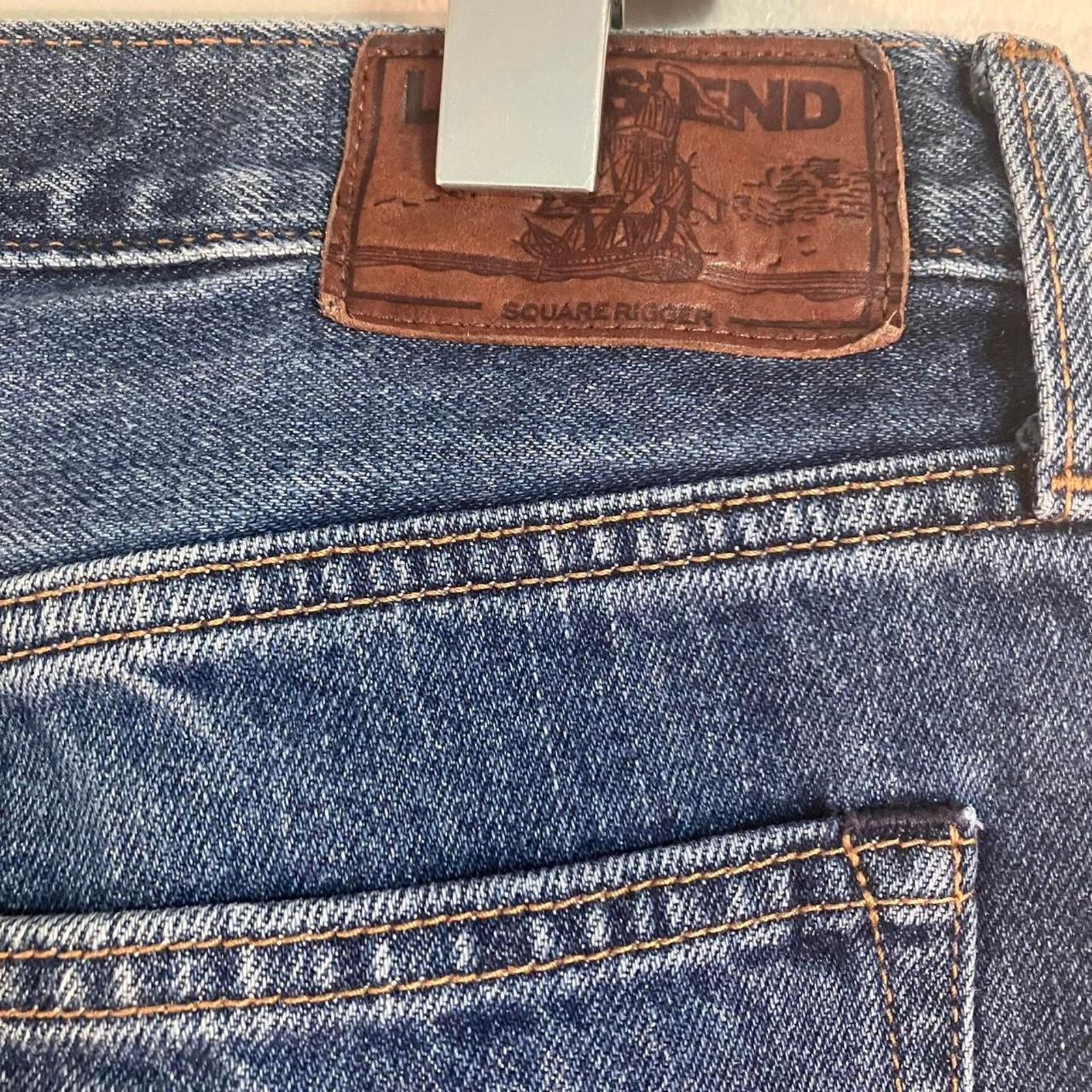 Lands' End Land’s End Blue Medium Wash Square Rigger Denim Jeans Size US 33 - 5 Thumbnail