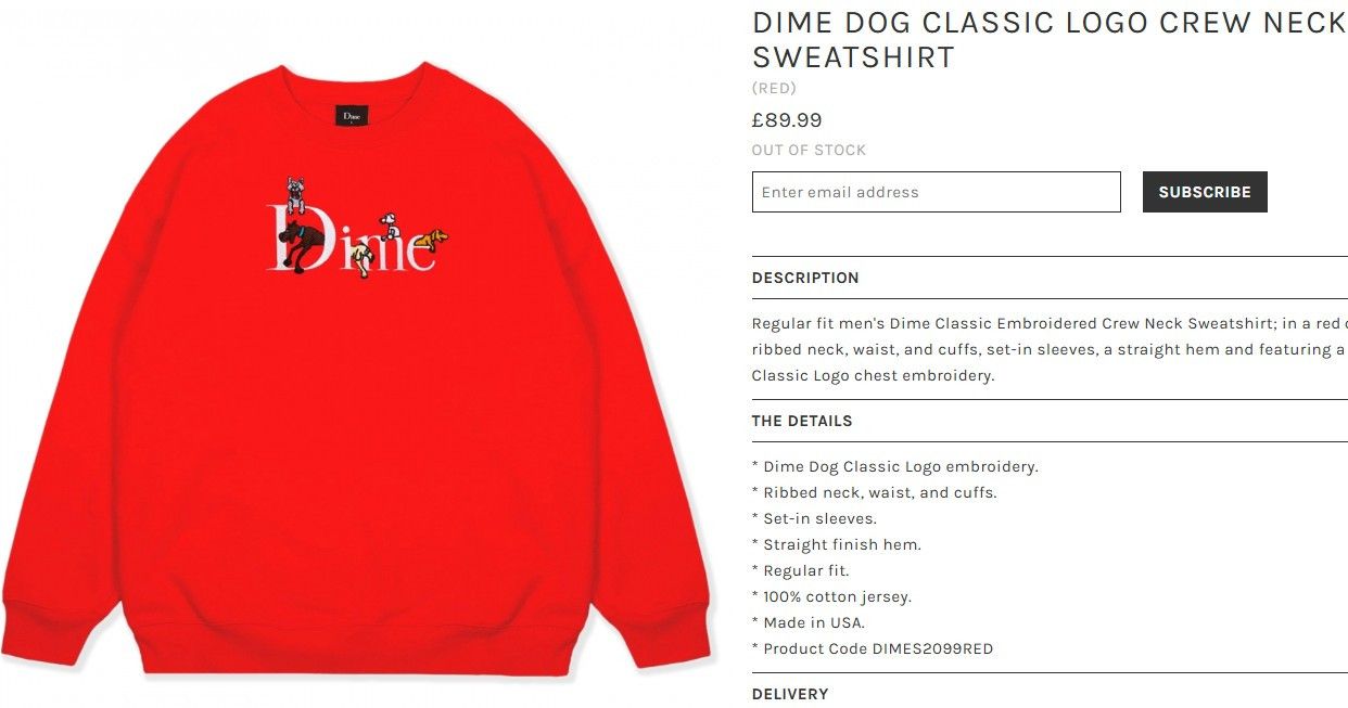 Dime Dime Dog Classic Logo Crew Neck Sweatshirt Size US L / EU 52-54 / 3 - 2 Thumbnail