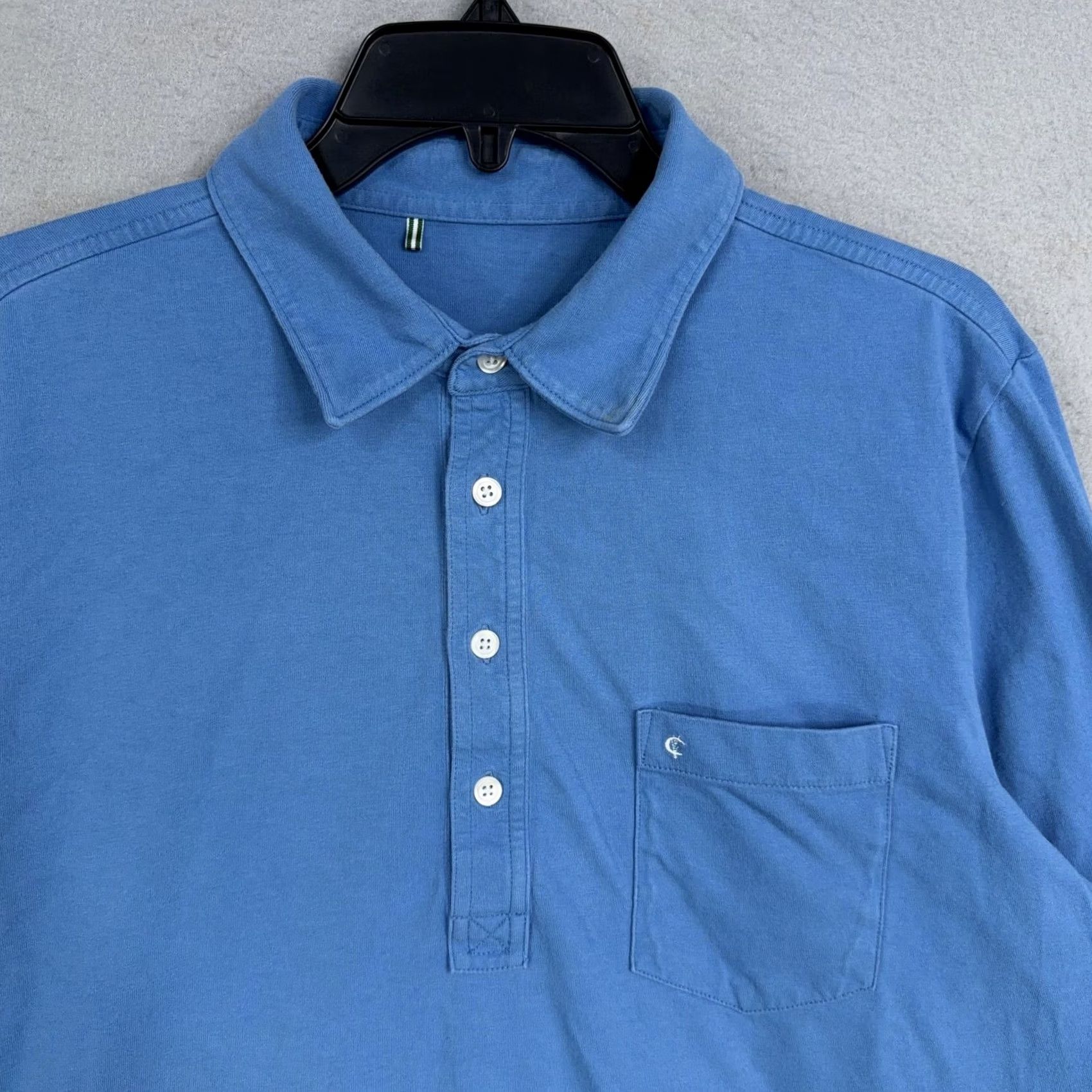 Vintage Criquet Polo Shirt Mens Large Blue Solid Long Sleeve Cotton Jersey Pocket Casual Size US L / EU 52-54 / 3 - 2 Thumbnail