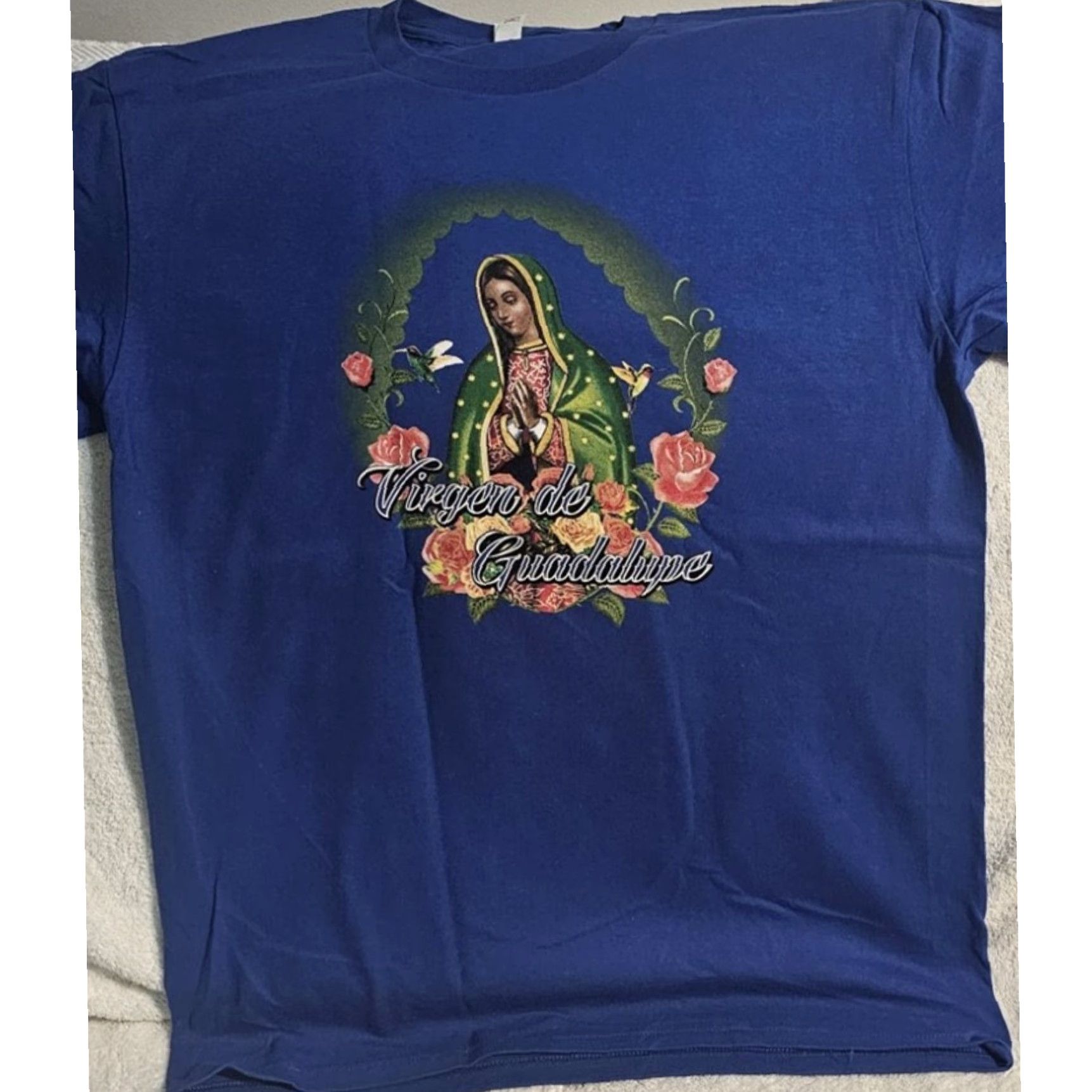 Vintage GUADALUPE VIRGIN MARY RELIGIOUS GRAPHIC TEE BLUE SHORT SLEEVE MENS T-SHIRT Size US M / EU 48-50 / 2 - 4 Thumbnail