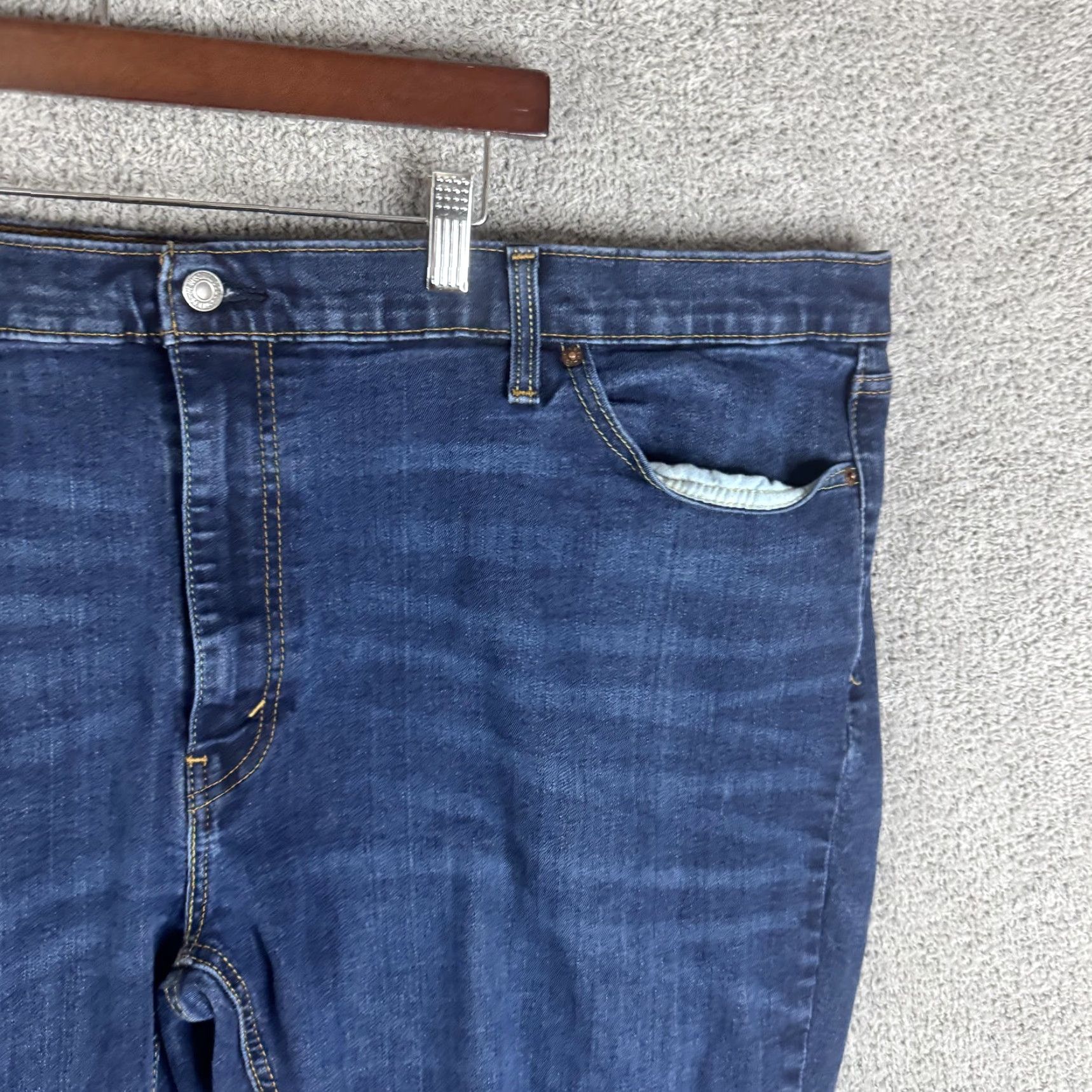 Levi's Levi's 541 Jeans Mens 50x28 Blue Athletic Tapered Denim Dark Wash Big & Tall Jeans Size US 34 / EU 50 - 3 Thumbnail