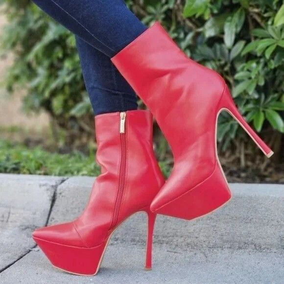 Other Kinder Pointy Toe Platform Stiletto Heel Ankle Boots Bright Size US 7 / IT 37 - 7 Thumbnail