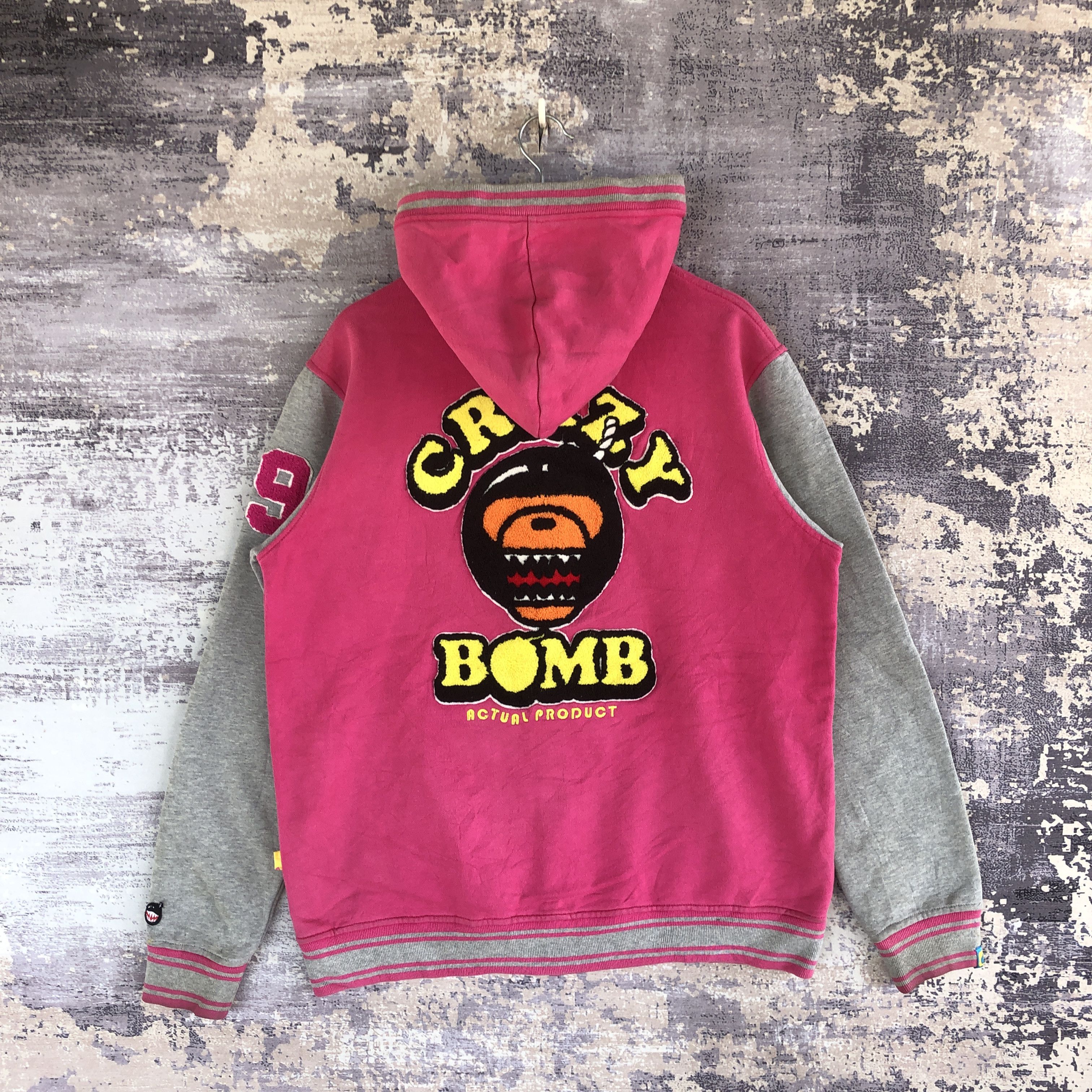 Japanese Brand × Vintage Crazy Bomb Varsity Sweater BAPE Japanese Hoodie Sweatshirt Size US L / EU 52-54 / 3 - 1 Thumbnail