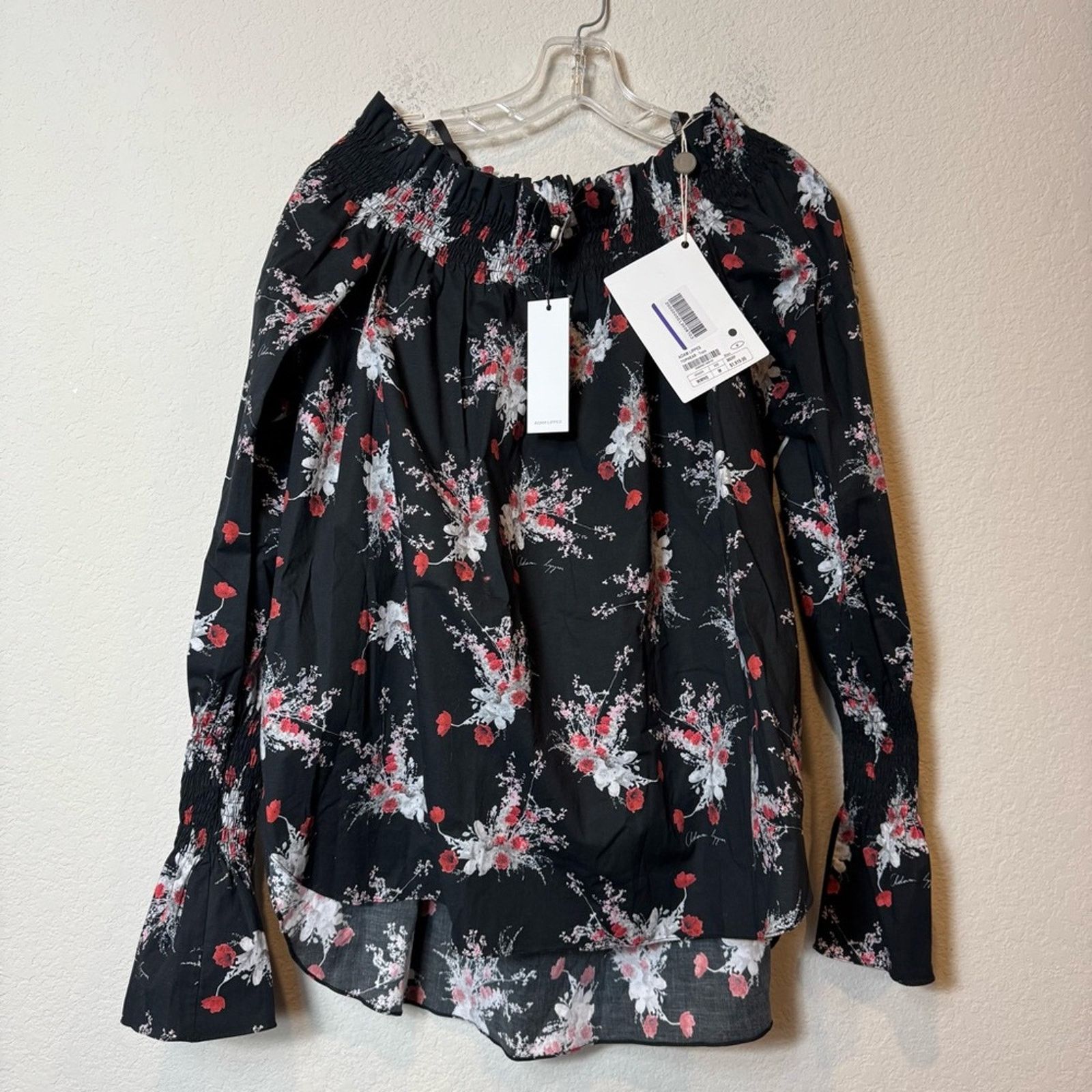 Adam Lippes Adam Lippes Off The Shoulder Poplin Black/Poppy sz M New USA Size M / US 6-8 / IT 42-44 - 1 Thumbnail