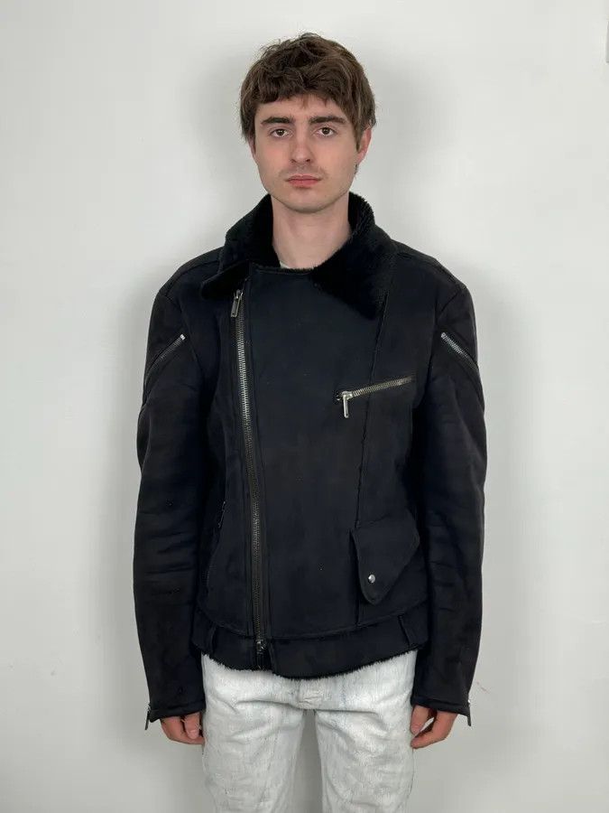 Emporio Armani AW2001 Emporio Armani Dark Navy Shearling Tornado Zip Jacket Size US M / EU 48-50 / 2 - 2 Thumbnail
