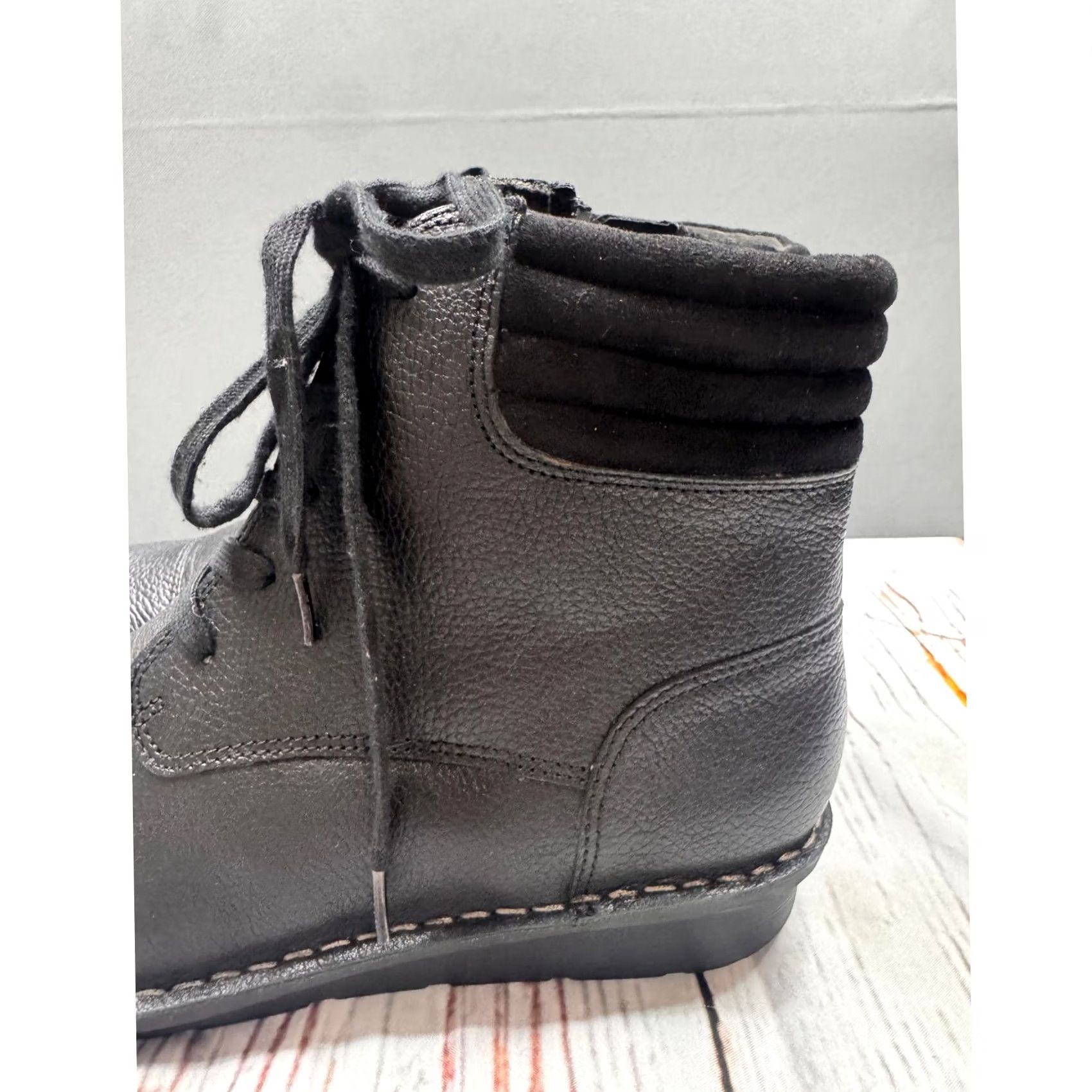 Clarks Clarks Ankle Boots Womens Black Leather Lace Up Side Zip 8.5M Size US 10 / IT 40 - 2 Thumbnail