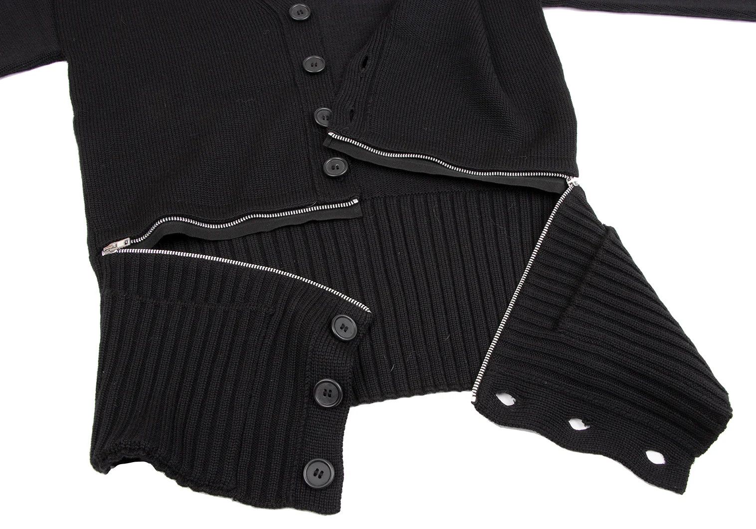 Jean Paul Gaultier Wool Zip Design Cardigan in Black, Size M Size US M / EU 48-50 / 2 - 10 Thumbnail