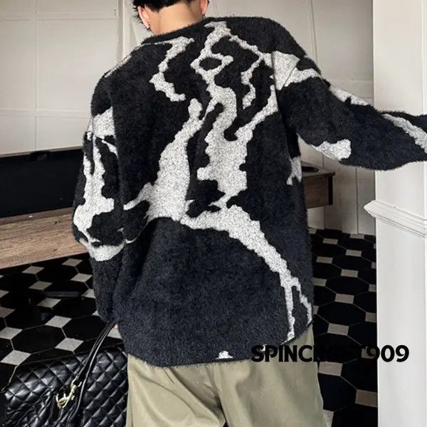 VIBE Graphic y2k Style Striped Knit Sweater Size US L / EU 52-54 / 3 - 5 Thumbnail