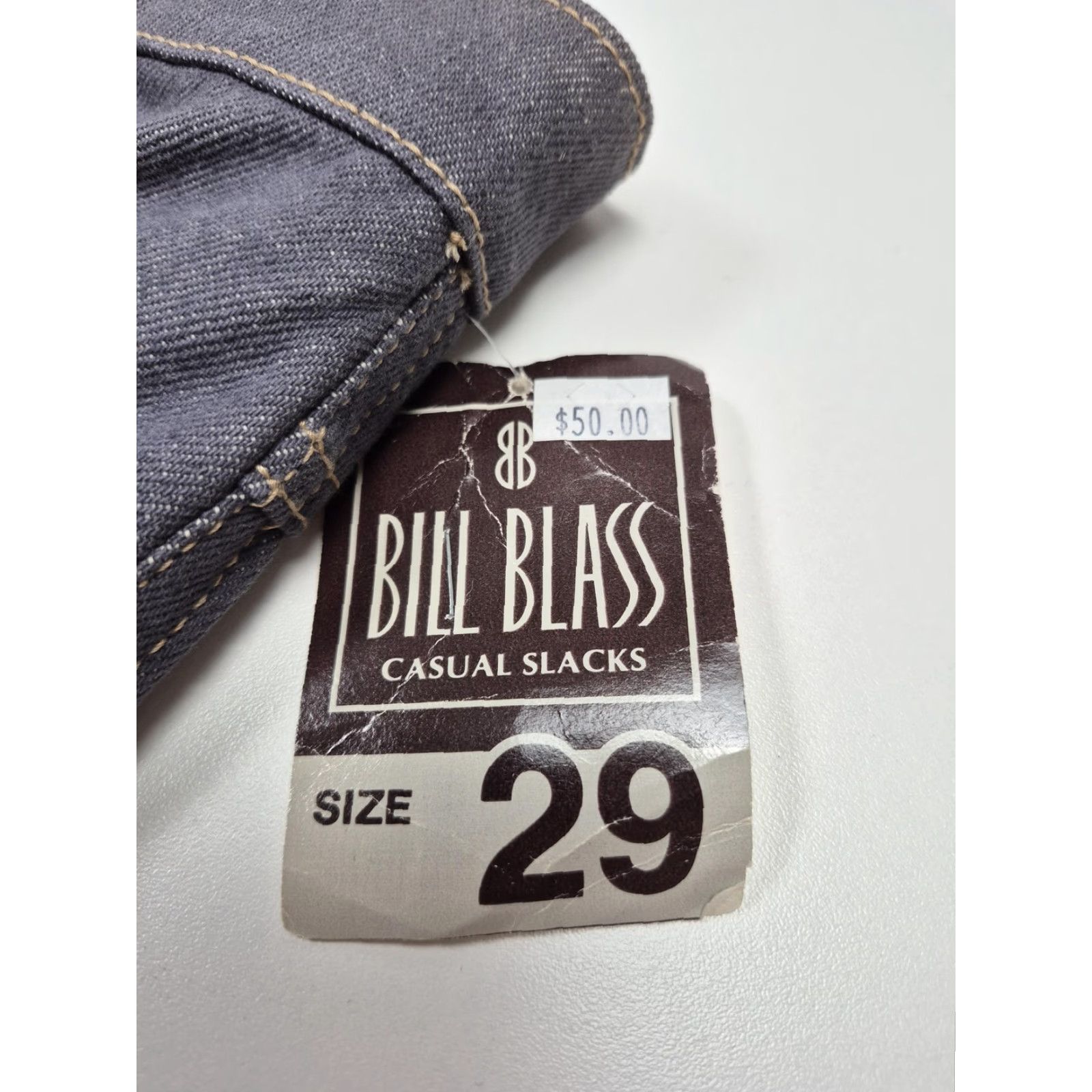 Bill Blass VINTAGE Bill Blass Jeans Mens 29x35 Blue Denim Straight Leg Casual Slacks USA NWT Size US 29 - 3 Thumbnail