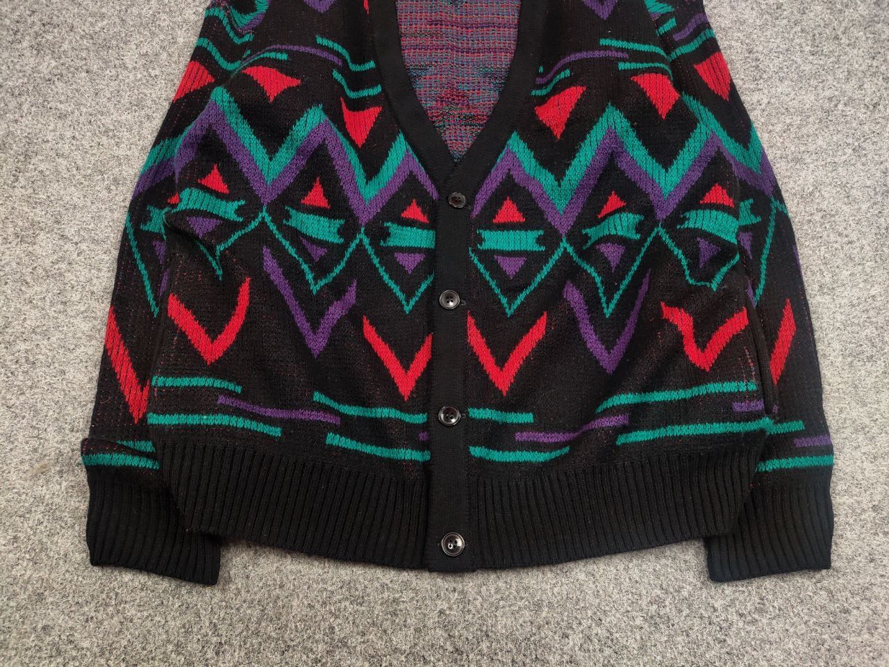 Japanese Brand Vintage 90's Japan style geometric knit Sweater Cardigan Size US L / EU 52-54 / 3 - 9 Thumbnail
