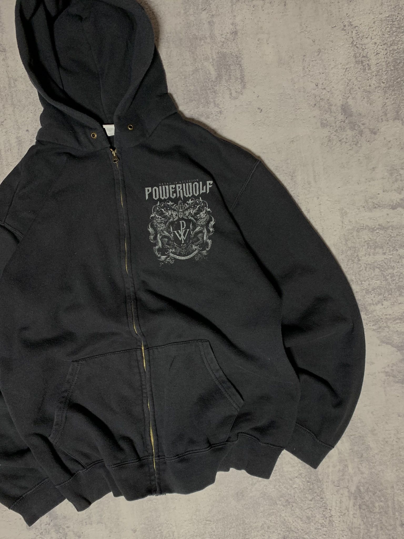 Fruit Of The Loom Power Wolf Big Logo zip hoodie mens Merch Rock size L Size US L / EU 52-54 / 3 - 3 Thumbnail