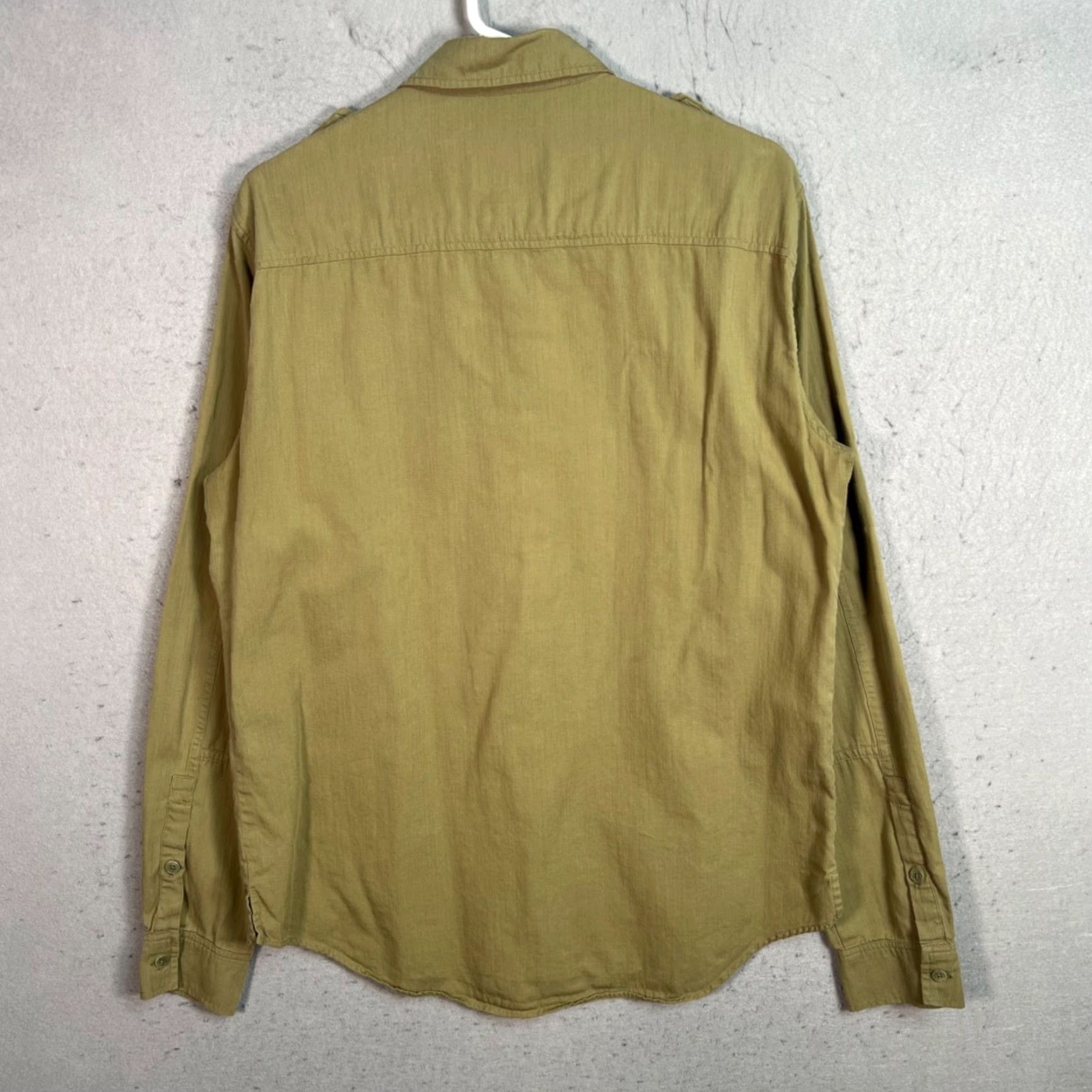 Sandro Sandro Button-Up Shirt Mens Medium Olive Green 100% Cotton Long Sleeve Carded? Size US M / EU 48-50 / 2 - 2 Thumbnail