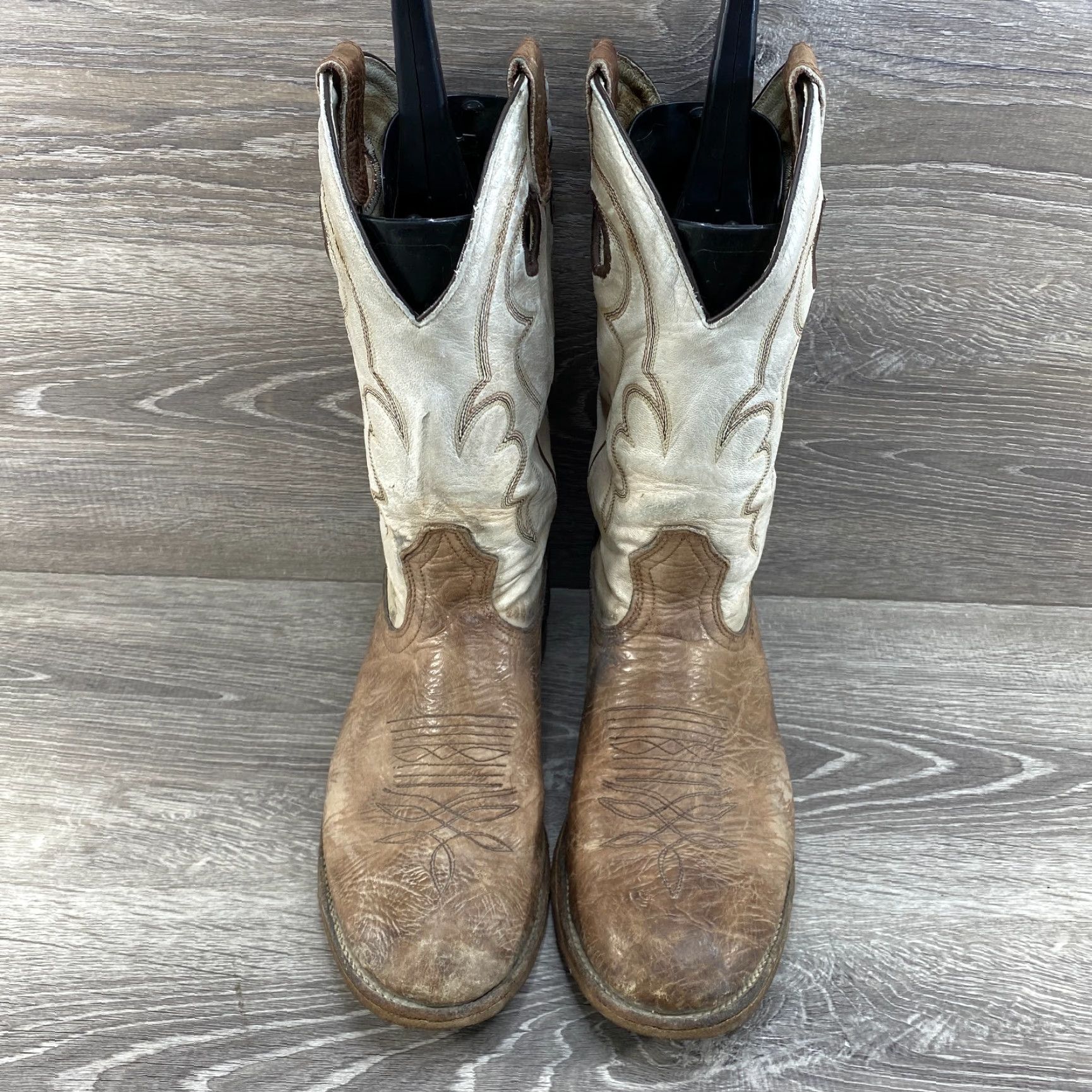 Roper Boulet 10 Brown Leather Ropers Round Toe Cowboy Western Boots Made in Canada Size US 10 / IT 40 - 3 Thumbnail