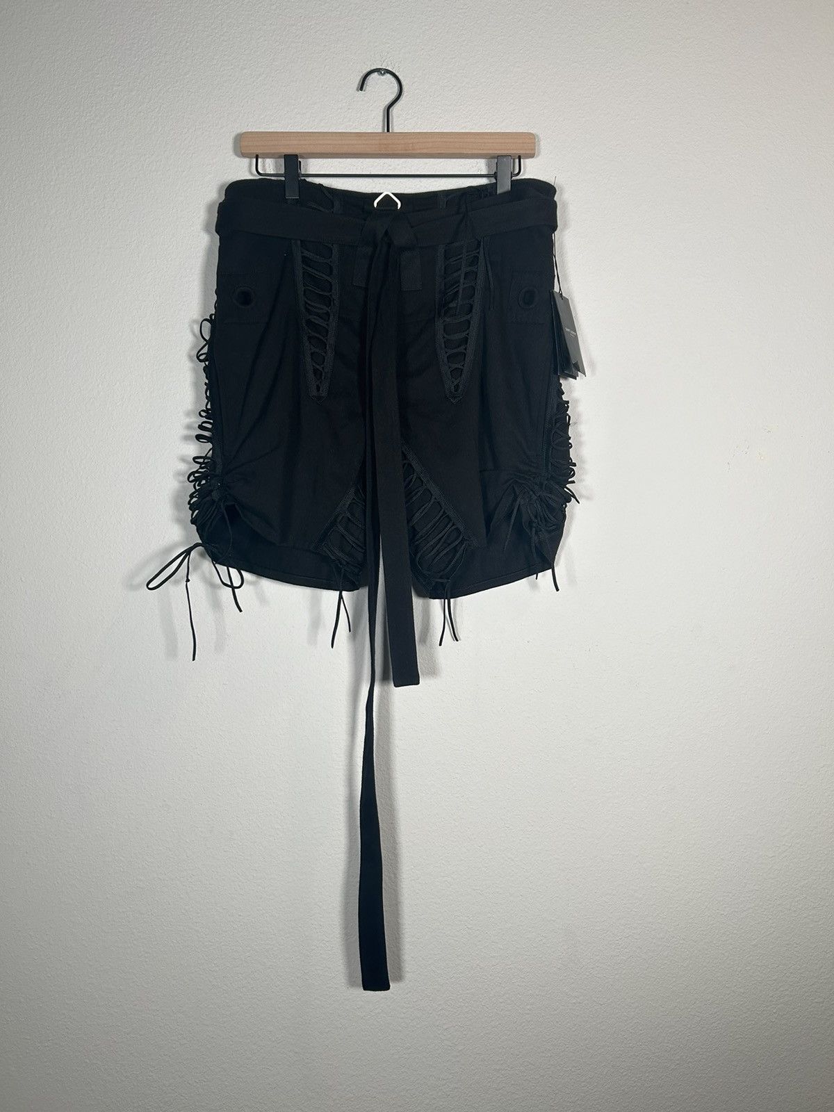 Saint Laurent Paris NWT! SS19 Runway Aviator Lace Up Shorts Size US 32 / EU 48 - 3 Thumbnail