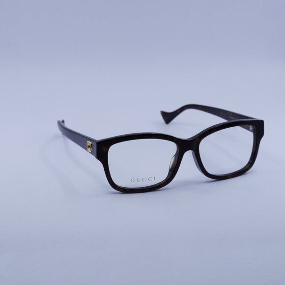Gucci Gucci GG1259OA 002 Eyeglasses Dark Havana 55mm Rectangle Size ONE SIZE - 1 Thumbnail