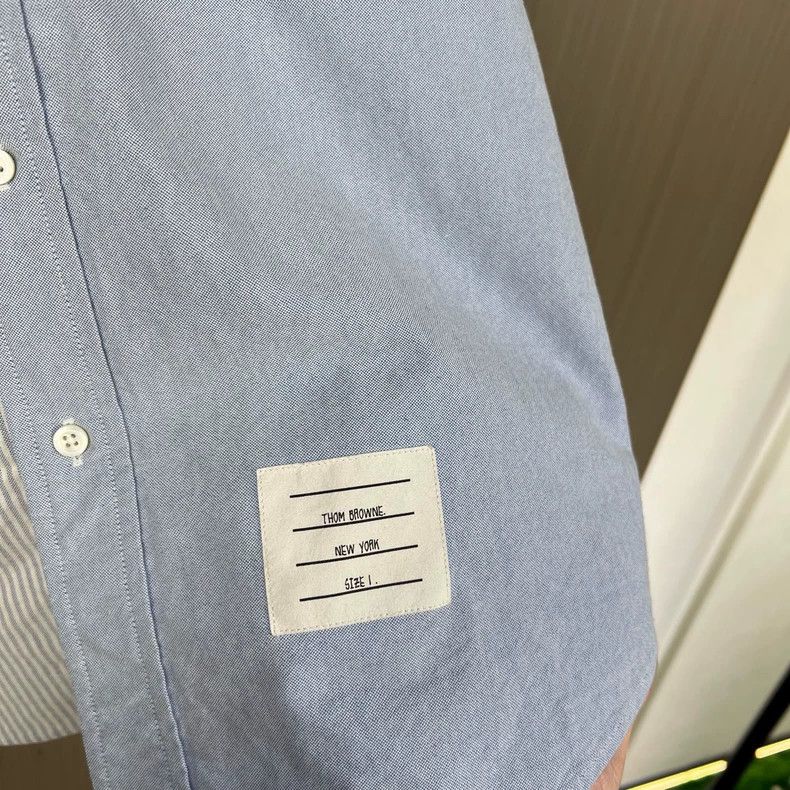 Thom Browne Thom Browne size1 White and blue four-bar shirt Size US S / EU 44-46 / 1 - 5 Thumbnail