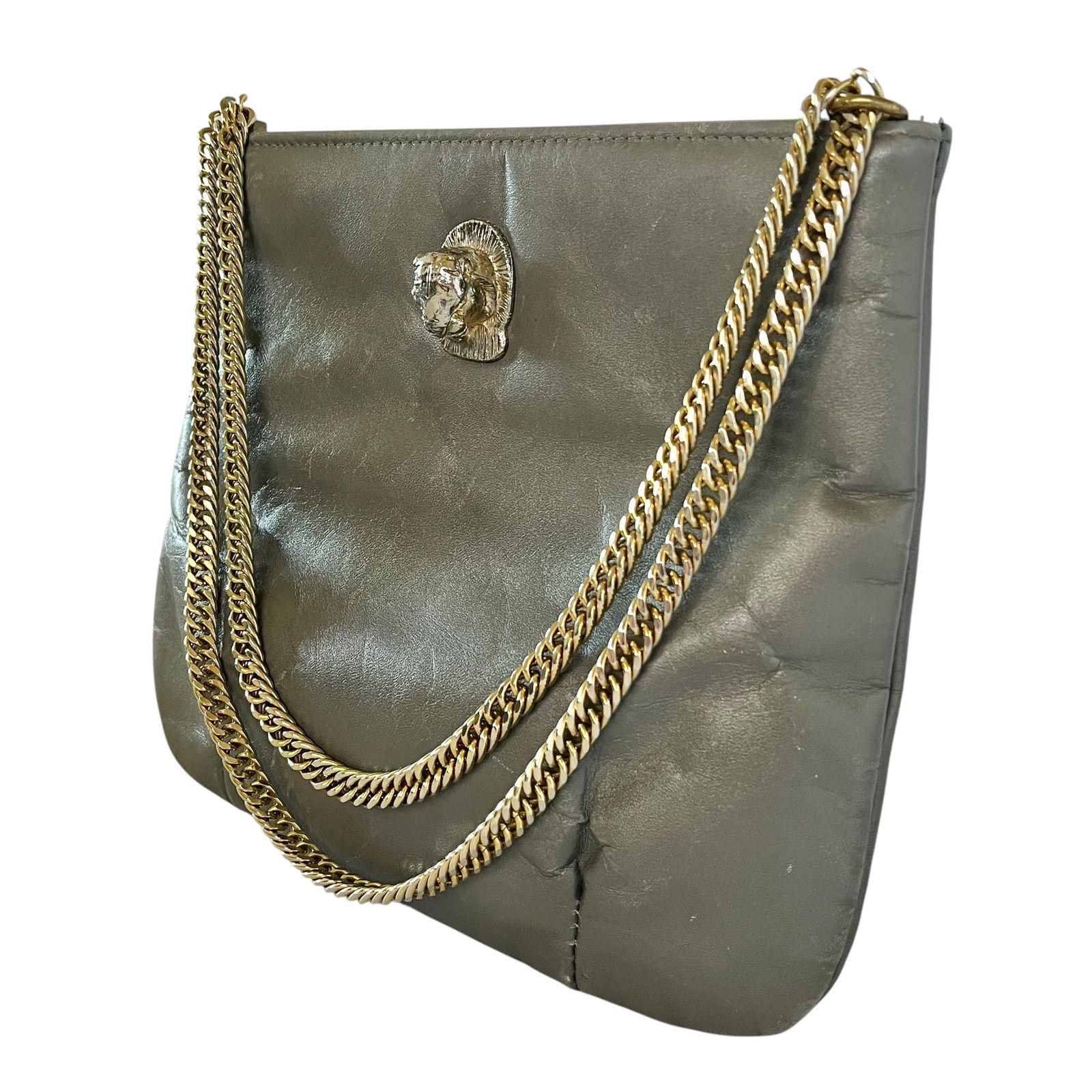 Vintage Ruth Saltz Vintage Cougar Bag Gray Leather Handbag Purse Size ONE SIZE - 8 Thumbnail