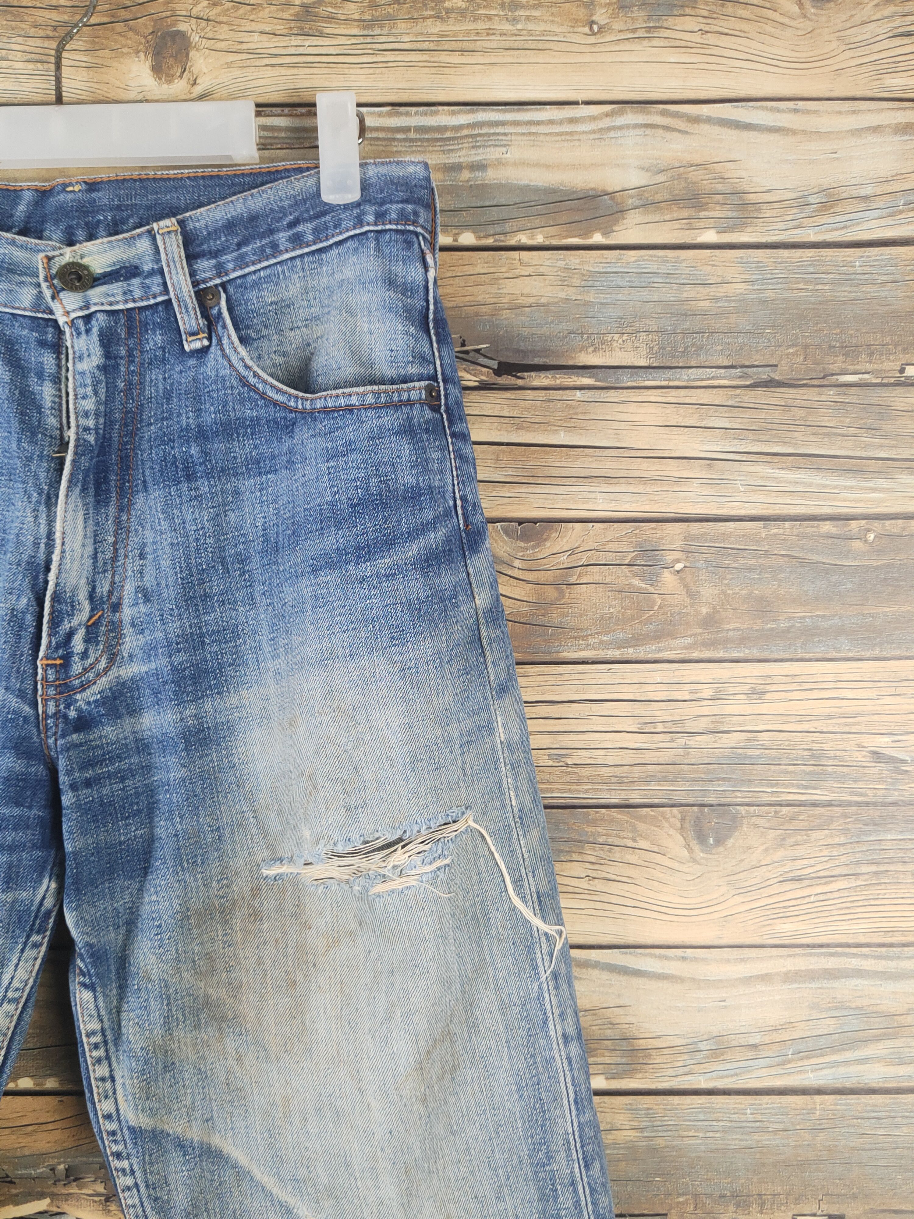 Levi's DL 503 Levi's Blue Distressed Ripped Denim Jeans #1639 Size US 30 / EU 46 - 5 Thumbnail