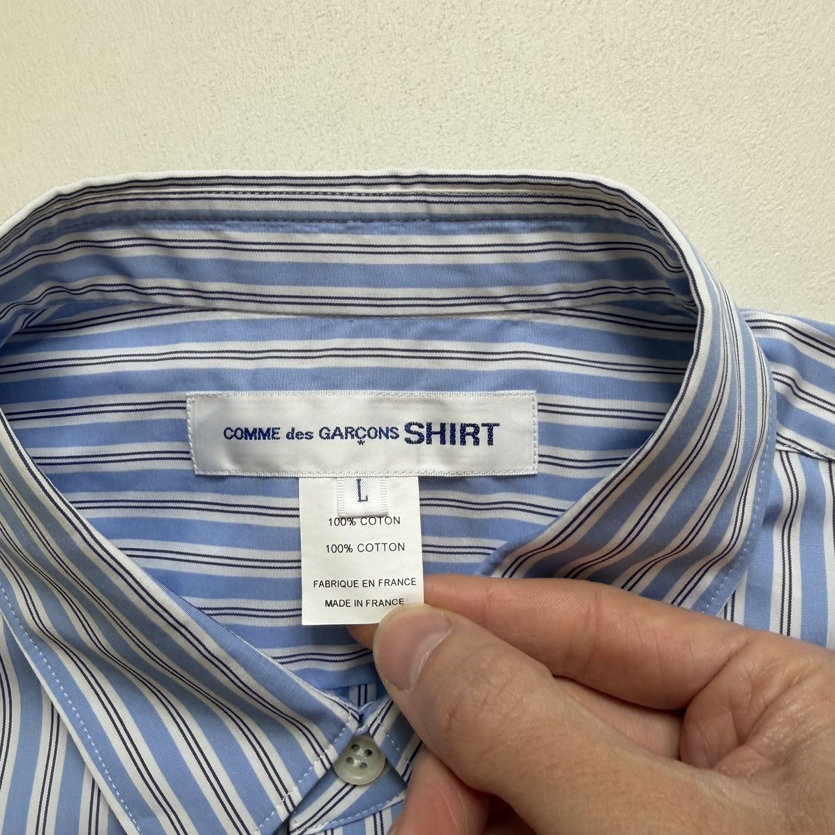 Comme des Garcons Blue/White Striped Cotton Shirt Size US M / EU 48-50 / 2 - 6 Thumbnail