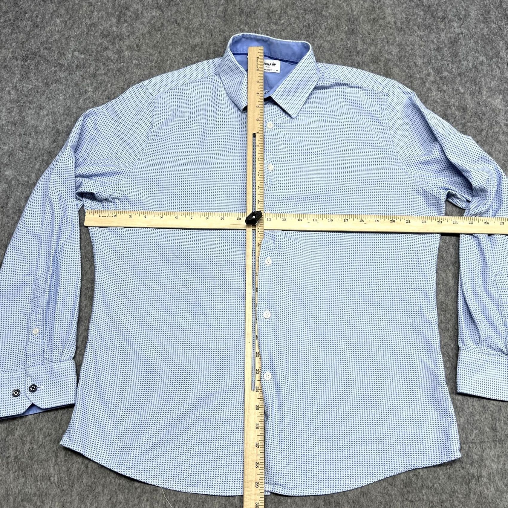 Vintage Duchamp Blue Geometric Dress Shirt Mens XL Size 46R - 5 Thumbnail