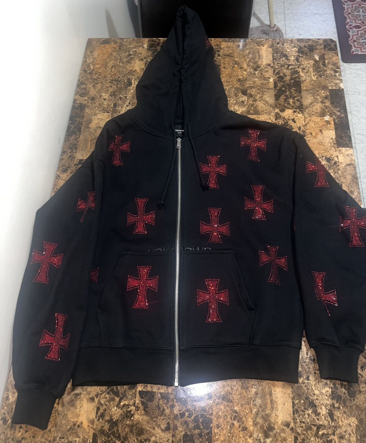 Unknown London Unknown London Black & Red Rhinestone Hoodie XS Size US S / EU 44-46 / 1 - 3 Thumbnail