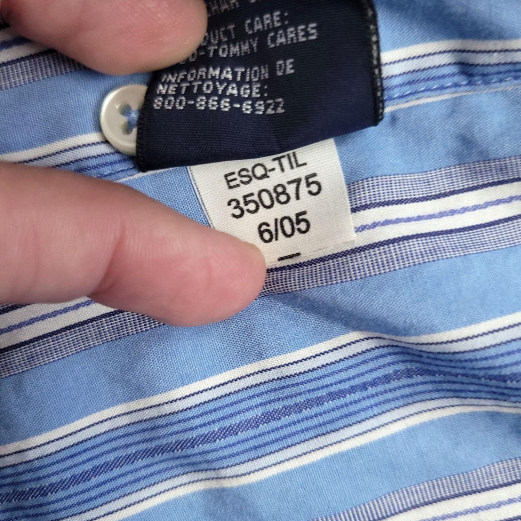 Tommy Hilfiger Tommy Hilfiger Shirt Mens Medium Blue Striped Button Up Long Sleeve Crest Logo Size US M / EU 48-50 / 2 - 7 Thumbnail