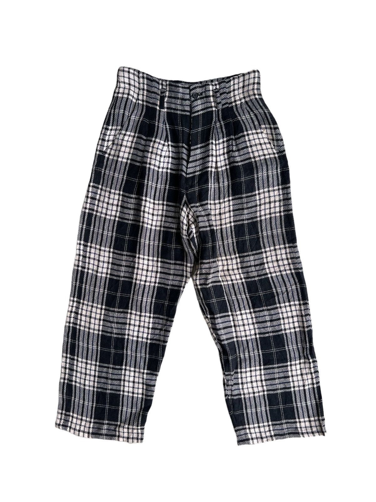 Yohji Yamamoto 1980s Yohji Yamamoto Runway Shadow Plaid Rayon Trouser Pants Size US 30 / EU 46 - 2 Thumbnail