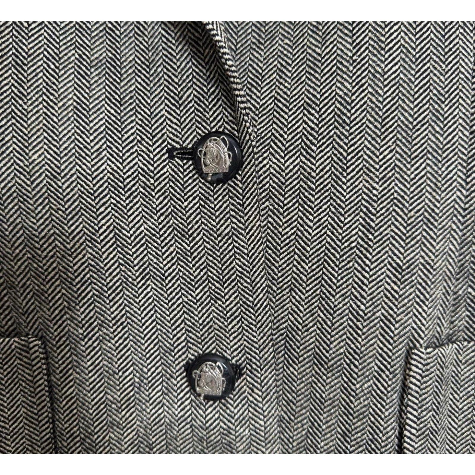 Ralph Lauren Ralph Lauren Herringbone Grey Equestrian Buttons Blazer 10 Size L / US 10 / IT 46 - 4 Thumbnail