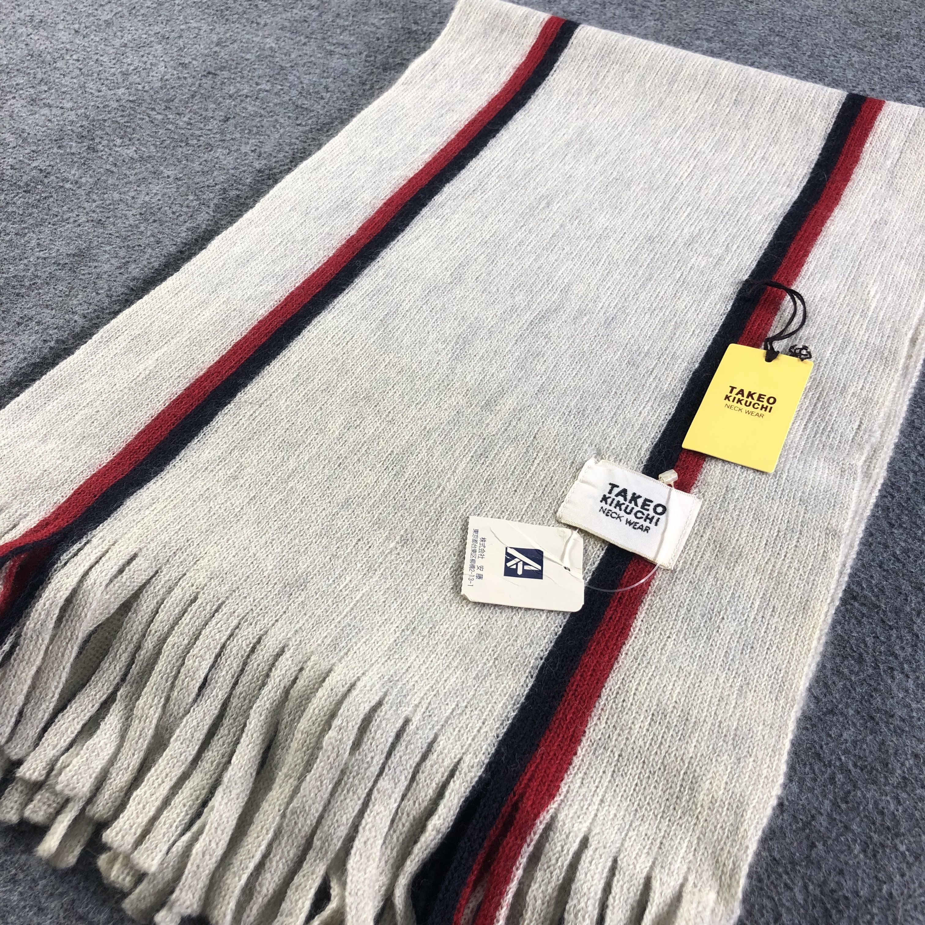 Takeo Kikuchi Takeo Kikuchi Striped Knit Wool Scarf Muffler V2040 Size ONE SIZE - 4 Thumbnail
