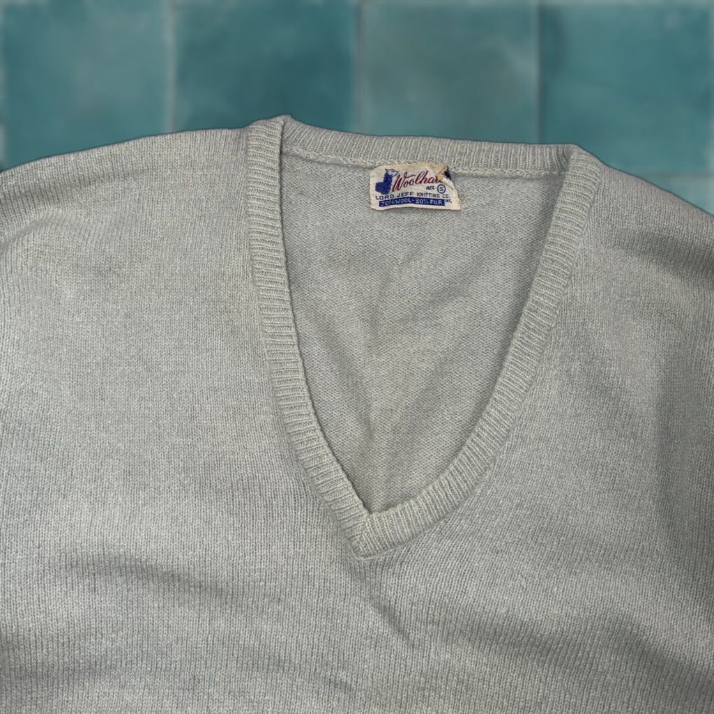 Vintage VTG 1950s Wool Fur Pullover Sweater Rockabilly Mens V Neck Lord Jeff Blue S Size US S / EU 44-46 / 1 - 1 Thumbnail