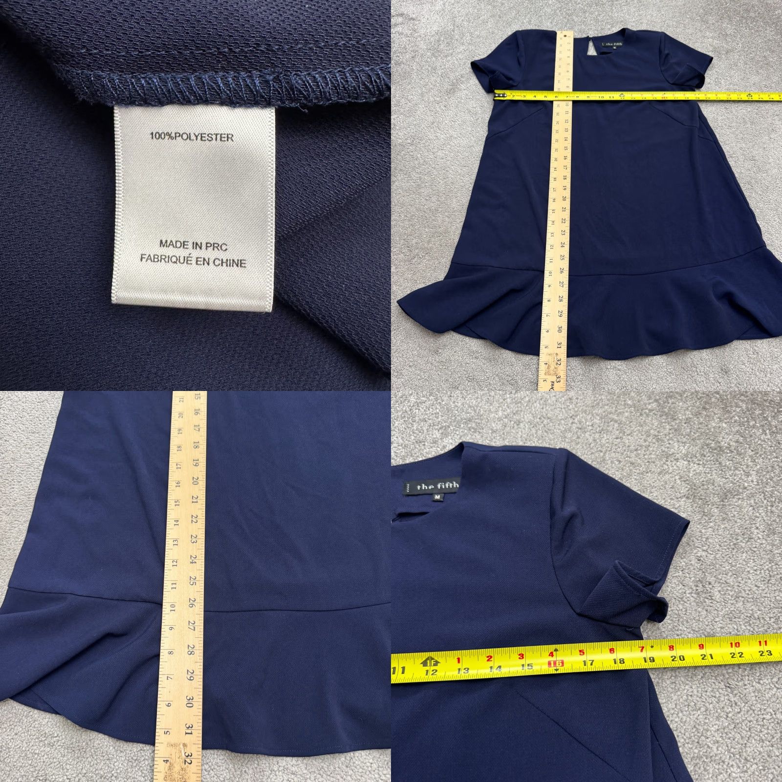 Vintage The Fifth Label Dress Womens Mini Shift Ruffle Hem Navy Blue Polyester Short Sleeve Round Neck Casual Workwear Summer 2024 Womens Size M / US 6-8 / IT 42-44 - 8 Thumbnail