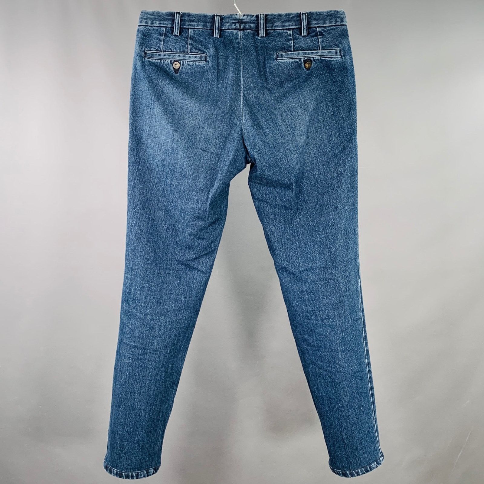 Rota ROTA Size L Blue Cotton Blend Tapered Pleated Jeans Size US 37 - 2 Thumbnail