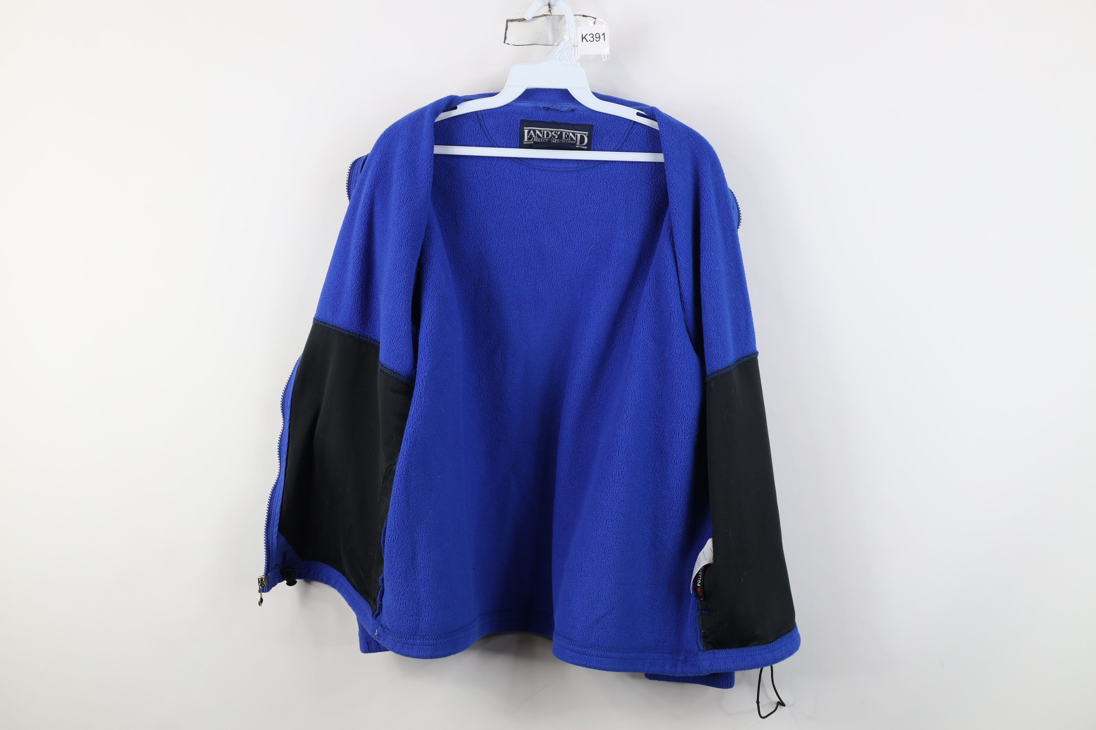 Lands' End Vintage 90s Lands End Blank Full Zip Fleece Jacket Blue USA Size M / US 6-8 / IT 42-44 - 9 Thumbnail