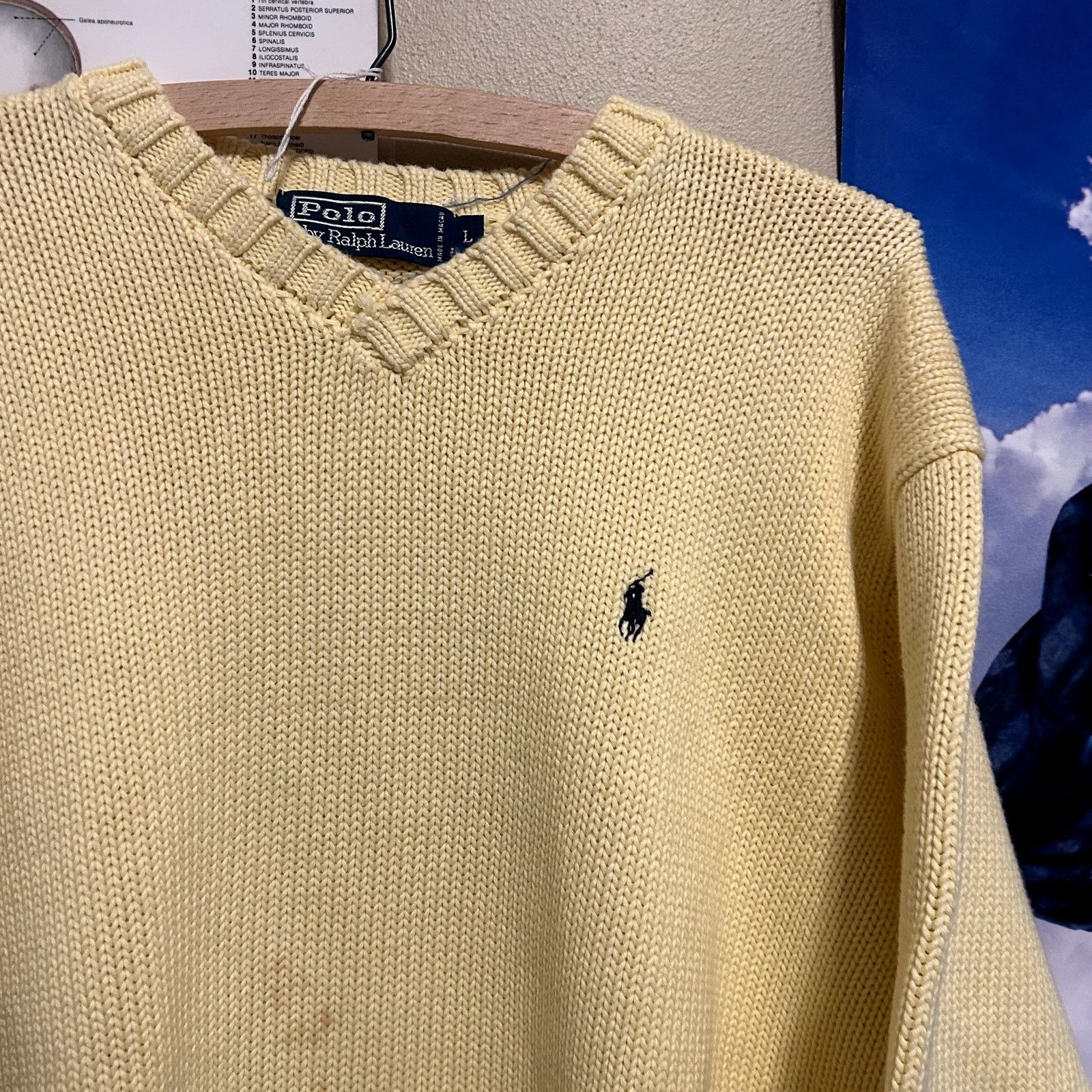 Polo Ralph Lauren Polo Knit Yellow Sweater V-Neck Large Stained Size US L / EU 52-54 / 3 - 3 Thumbnail