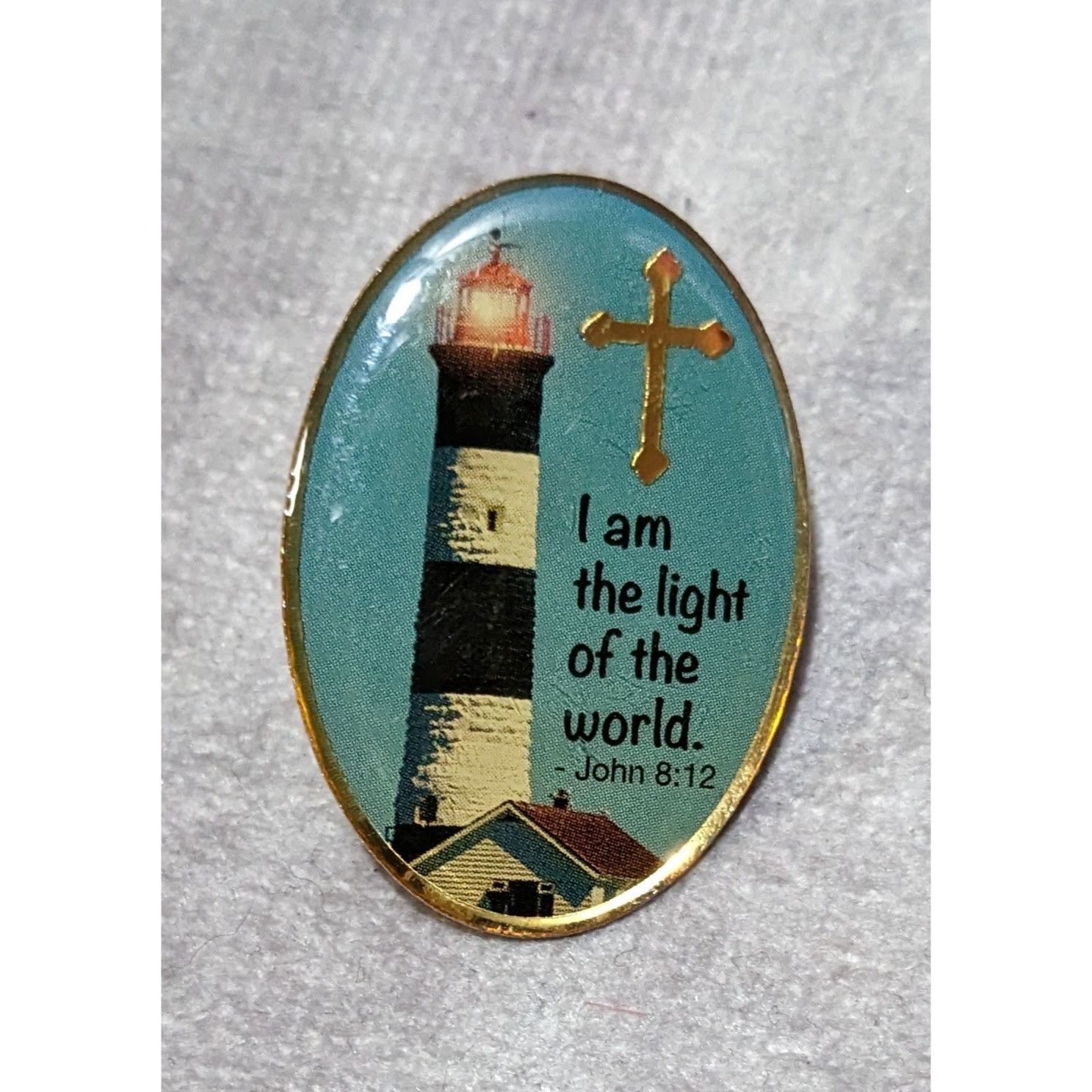 Other Light House Religious Themed Blue And Gold Lapel Pin Size ONE SIZE - 4 Thumbnail