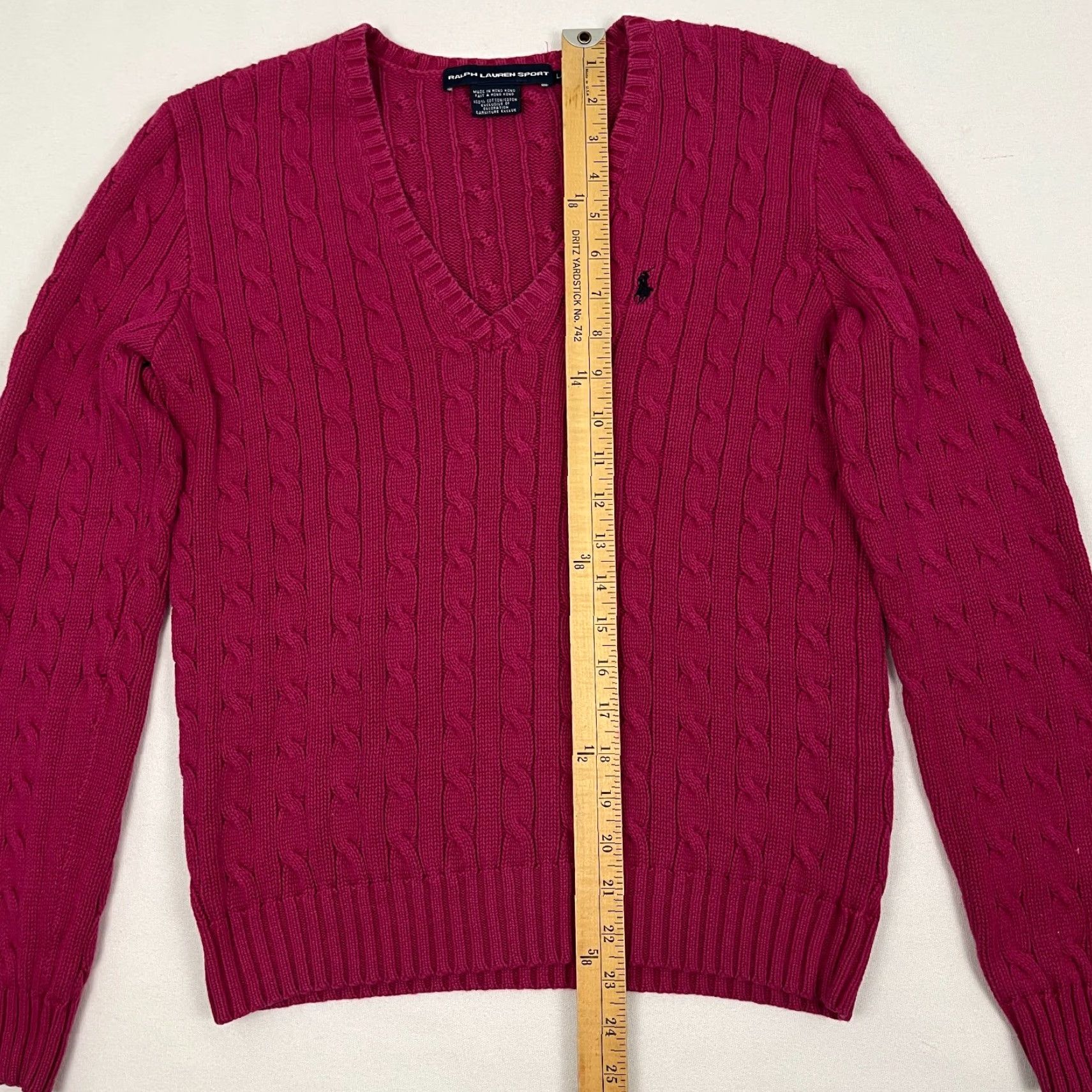 Polo Ralph Lauren VINTAGE Ralph Lauren Sport Sweater Womens L Pink Cable Knit Jumper Preppy Academia Size L / US 10 / IT 46 - 4 Thumbnail