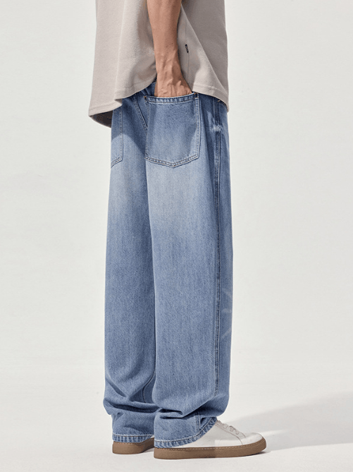 Japanese Brand × Jean Vintage washed light blue distressed all-match loose jeans Size US 32 / EU 48 - 4 Thumbnail