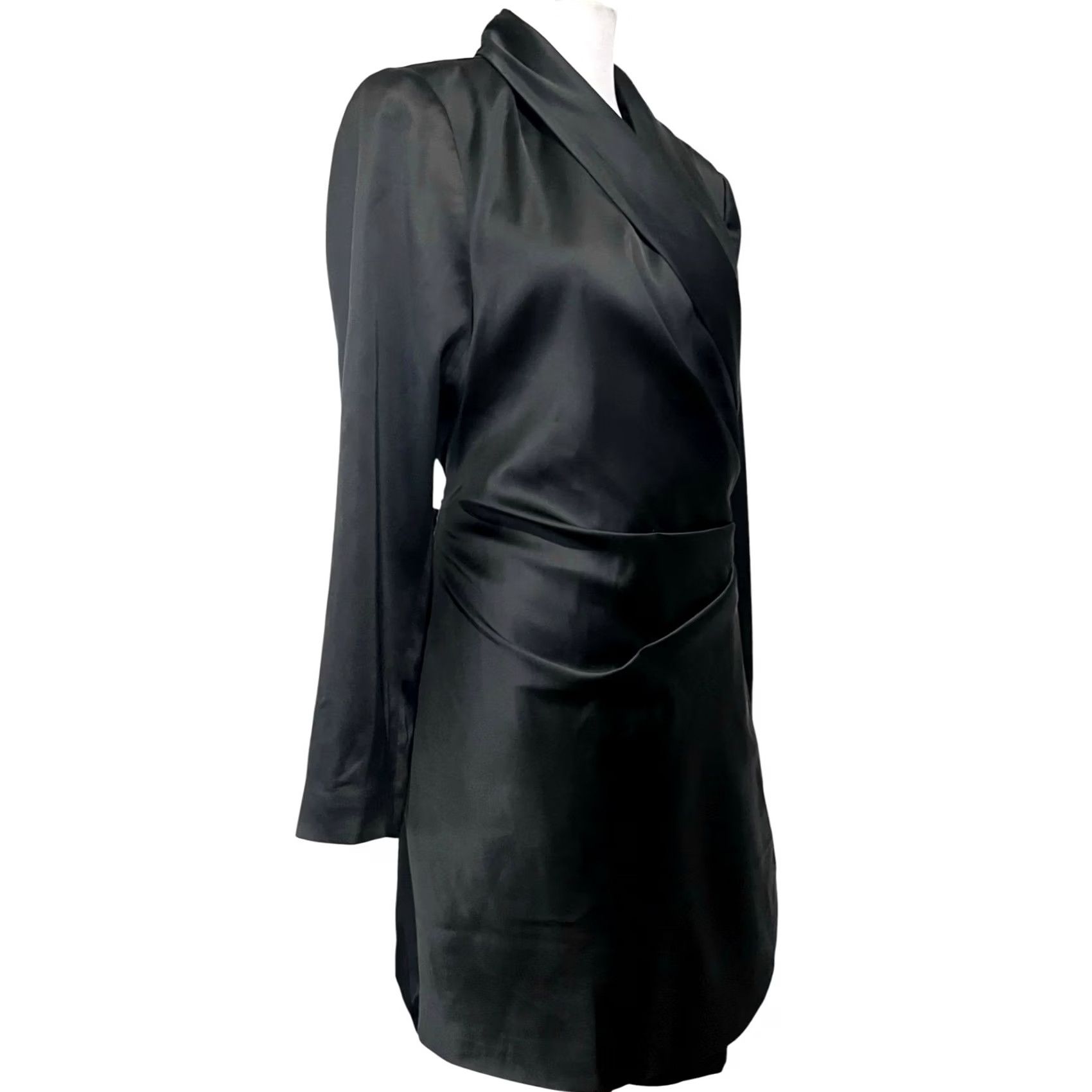 Vintage Eloquii Black Satin Wrap Dress Size 14 Wrap Dress Party/Cocktail Formal Evening Womens 14 Satin Black Eloquii Wrap Dress Size XL / US 12-14 / IT 48-50 - 7 Thumbnail