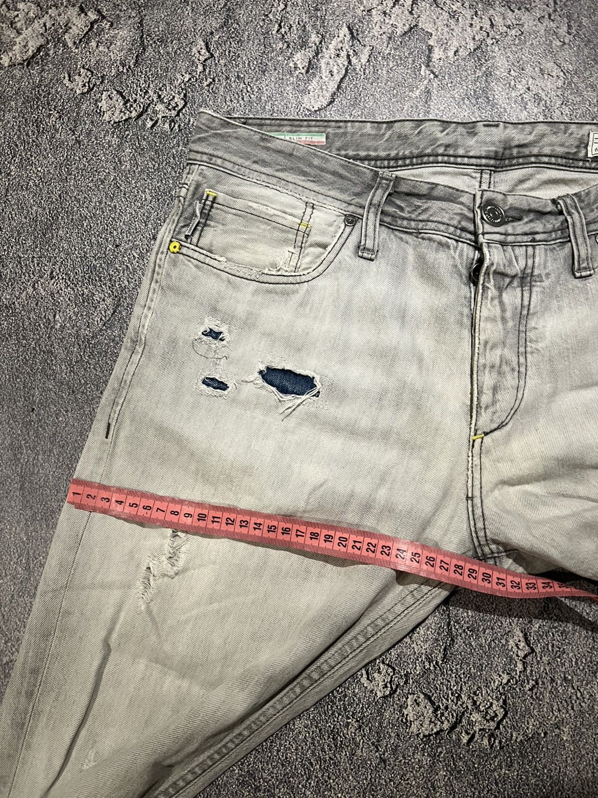 Japanese Brand Bullet Distressed Vintage Jeans — Slim Gray Fashion Style Size US 34 / EU 50 - 10 Thumbnail