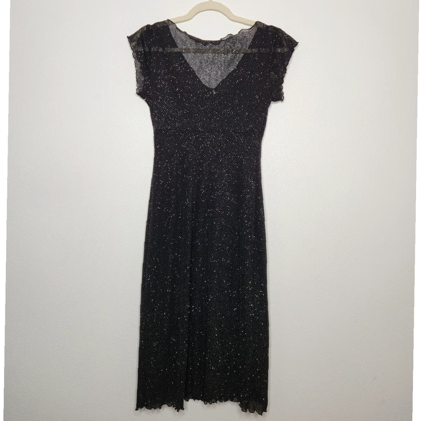 Express VINTAGE Express Black Midi Dress Small Women Autumn 90s Y2K Sundress Witchy Sparkle Fall Size S / US 4 / IT 40 - 6 Thumbnail