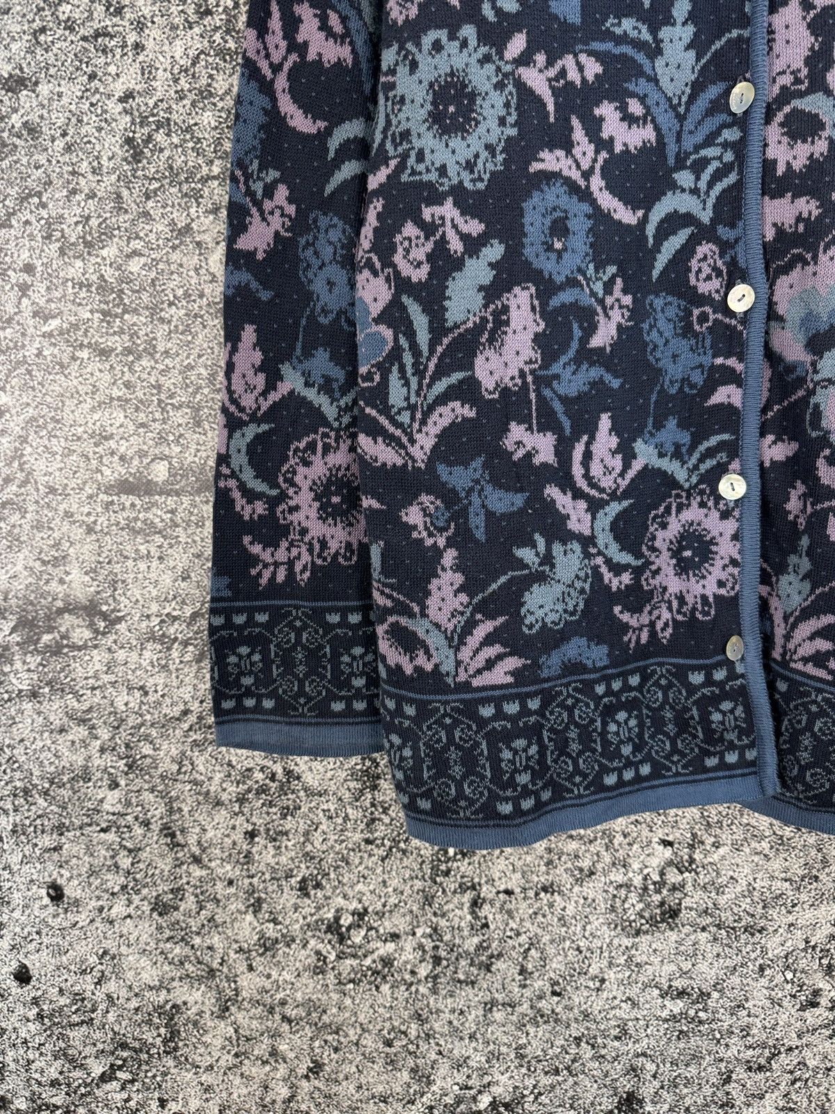 Other Deerberg Floral Cardigan Button Up Knit Sweater Blue Purple Size XL / US 12-14 / IT 48-50 - 5 Thumbnail