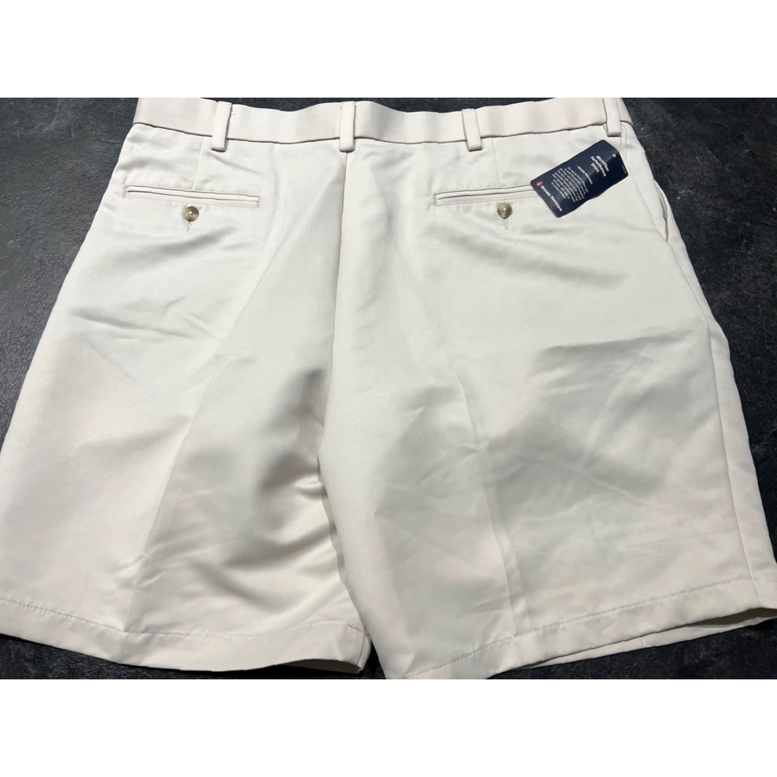 Roundtree & Yorke Roundtree & Yorke Performance Shorts – Classic Fit Pleated – Adult Size 42 – Beige – Expander Waistband – Casual Travel – Mens Size US 42 / EU 58 - 5 Thumbnail