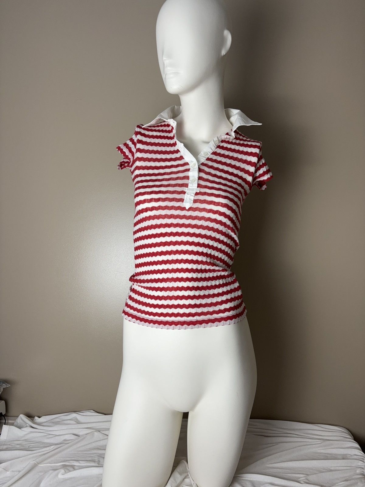 Vintage Vintage coquette style striped tee t-shirt button up blouse Size XS / US 0-2 / IT 36-38 - 3 Thumbnail