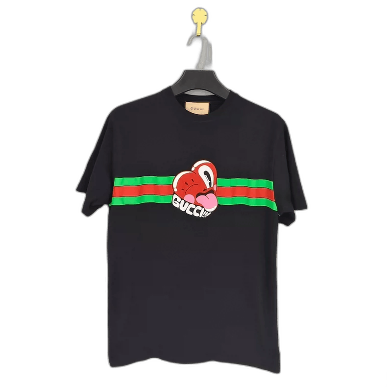Gucci GUCCI Black Striped Logo Print T-Shirt Size US L / EU 52-54 / 3 - 1 Thumbnail