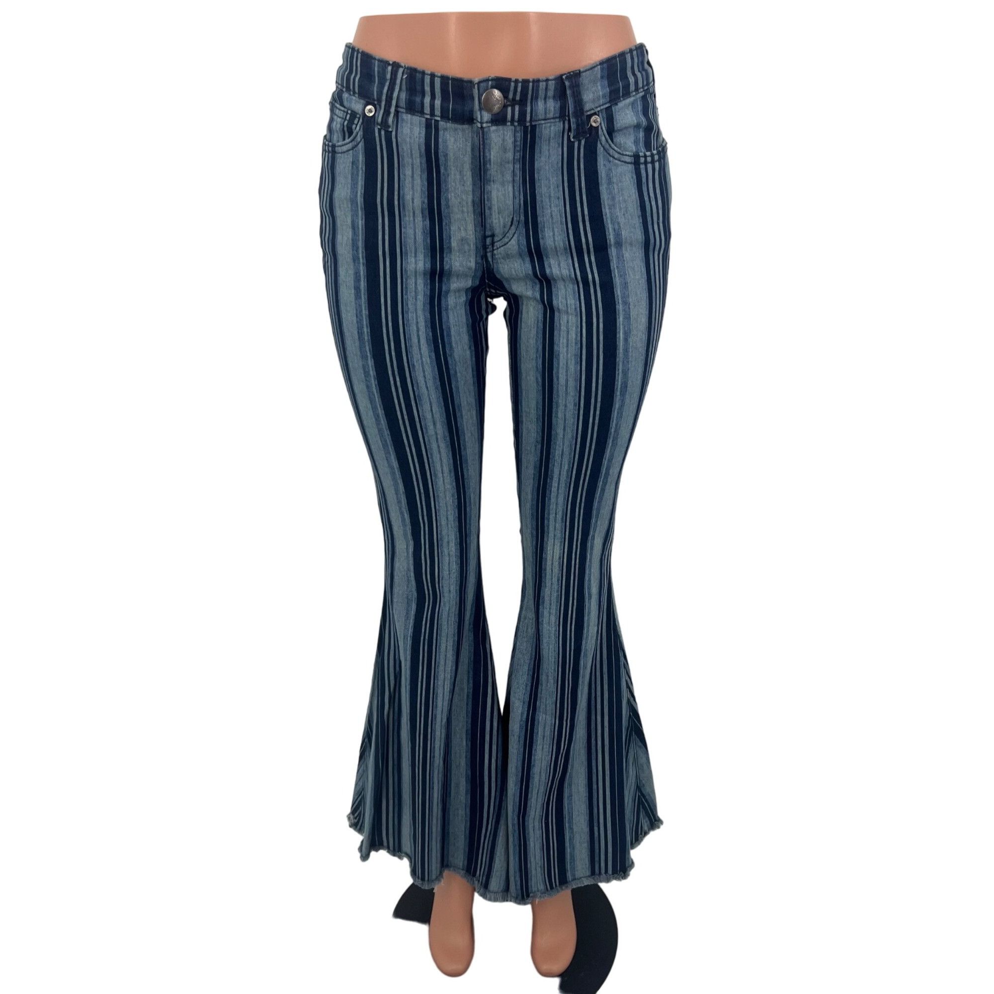 Free People NWT RARE Free People Frayed Hem Super Flare Bell Bottom Jean Size 31" - 2 Thumbnail
