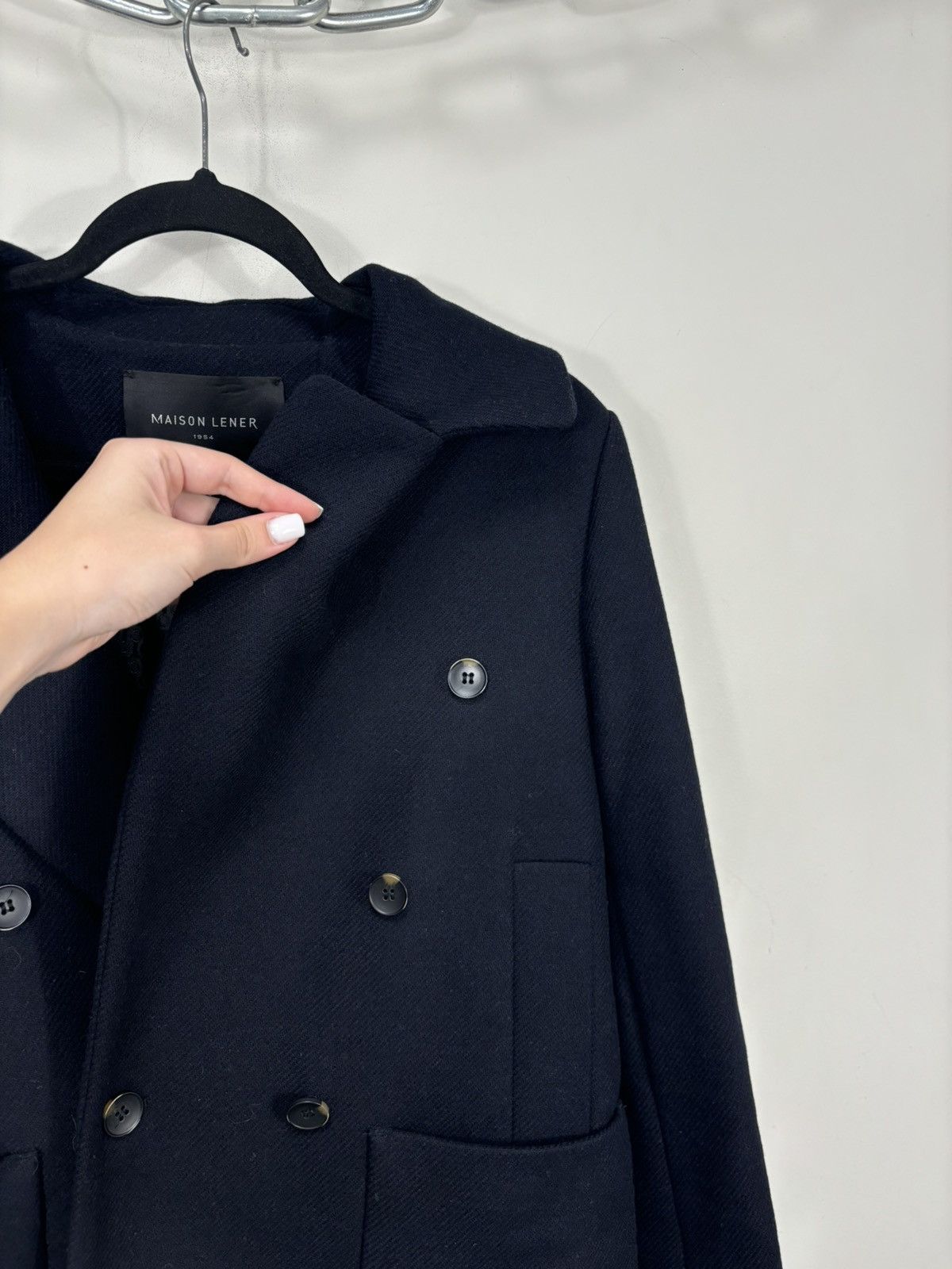 Other Maison Lener Women’s Navy Wool Blend Double Breasted Peacoat Size S / US 4 / IT 40 - 5 Thumbnail