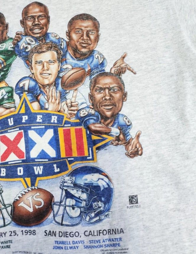 NFL × Vintage Vintage Super Bowl XXXII Caricature 1998 Full Print T-shirt Size US XL / EU 56 / 4 - 6 Thumbnail