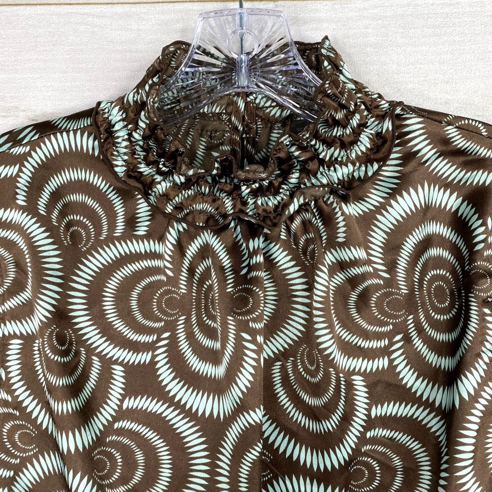 Vintage VINTAGE Serenade Blouse Shirt L Brown Satin Mock Neck Sleeveless Geometric Fairy Hippie 90s Womens Size L / US 10 / IT 46 - 2 Thumbnail